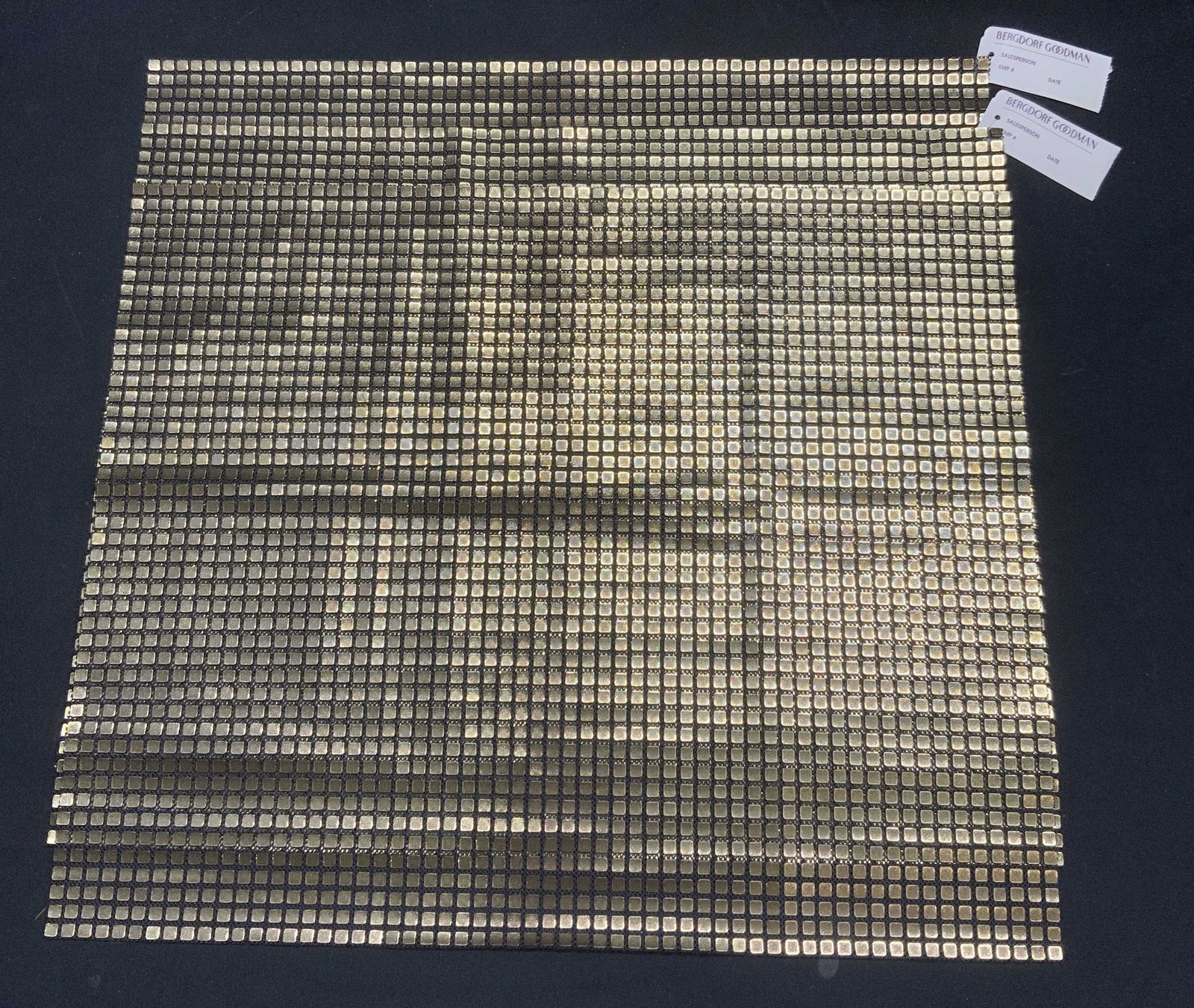Set 3 Bergdorf Goodman Gold Tone Placemats NWT: Set of 3 gold tone placemats. New with tags from Bergdorf Goodman. Measure approx. 17 x 13.75 inches. Bergdorf Goodman, Bergdorf Goodman homewares, homewares, home accessories, table accessories, tabl