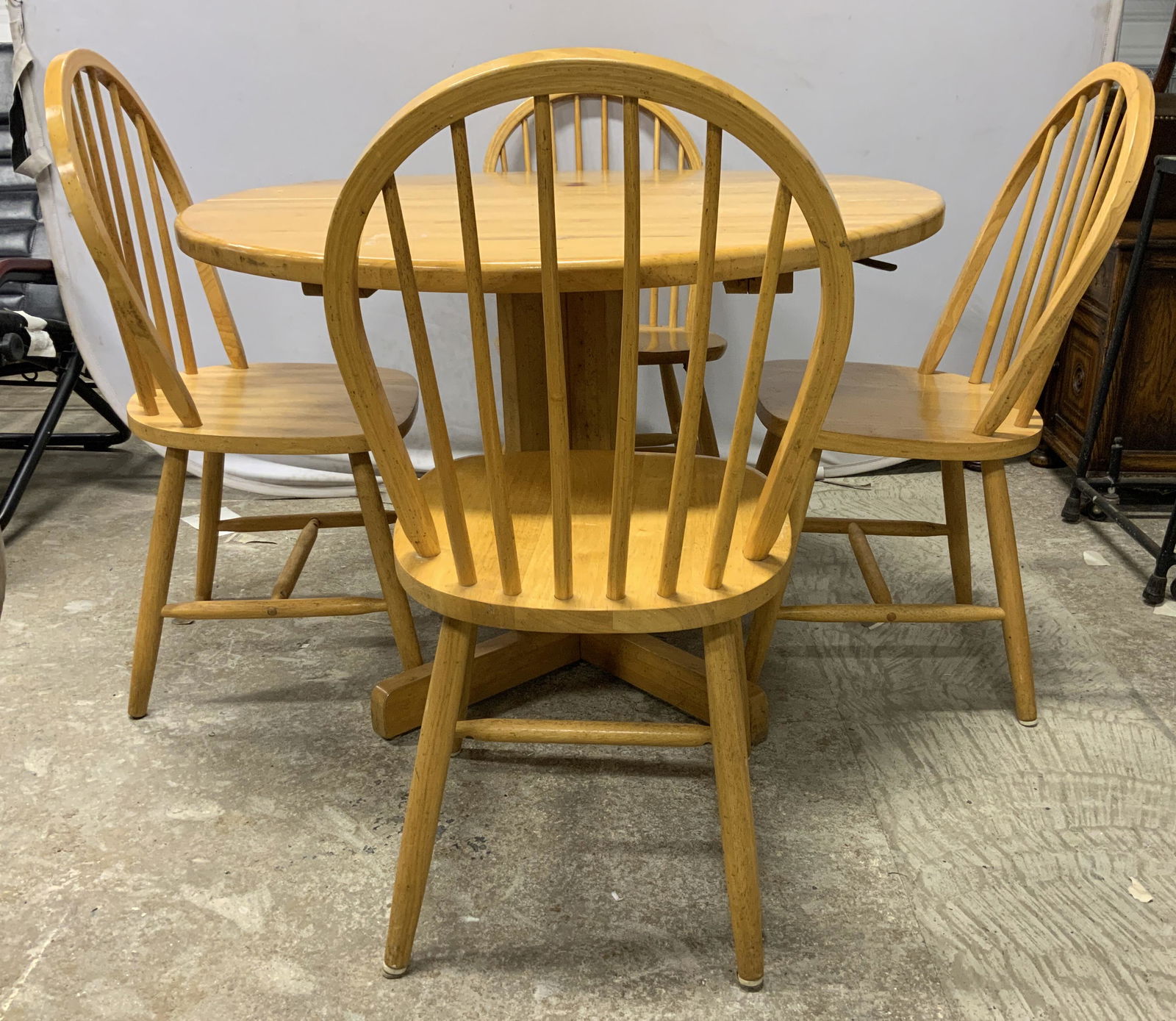 Set 5 Vntg Wooden Dining Table & Chairs (1 of 10)
