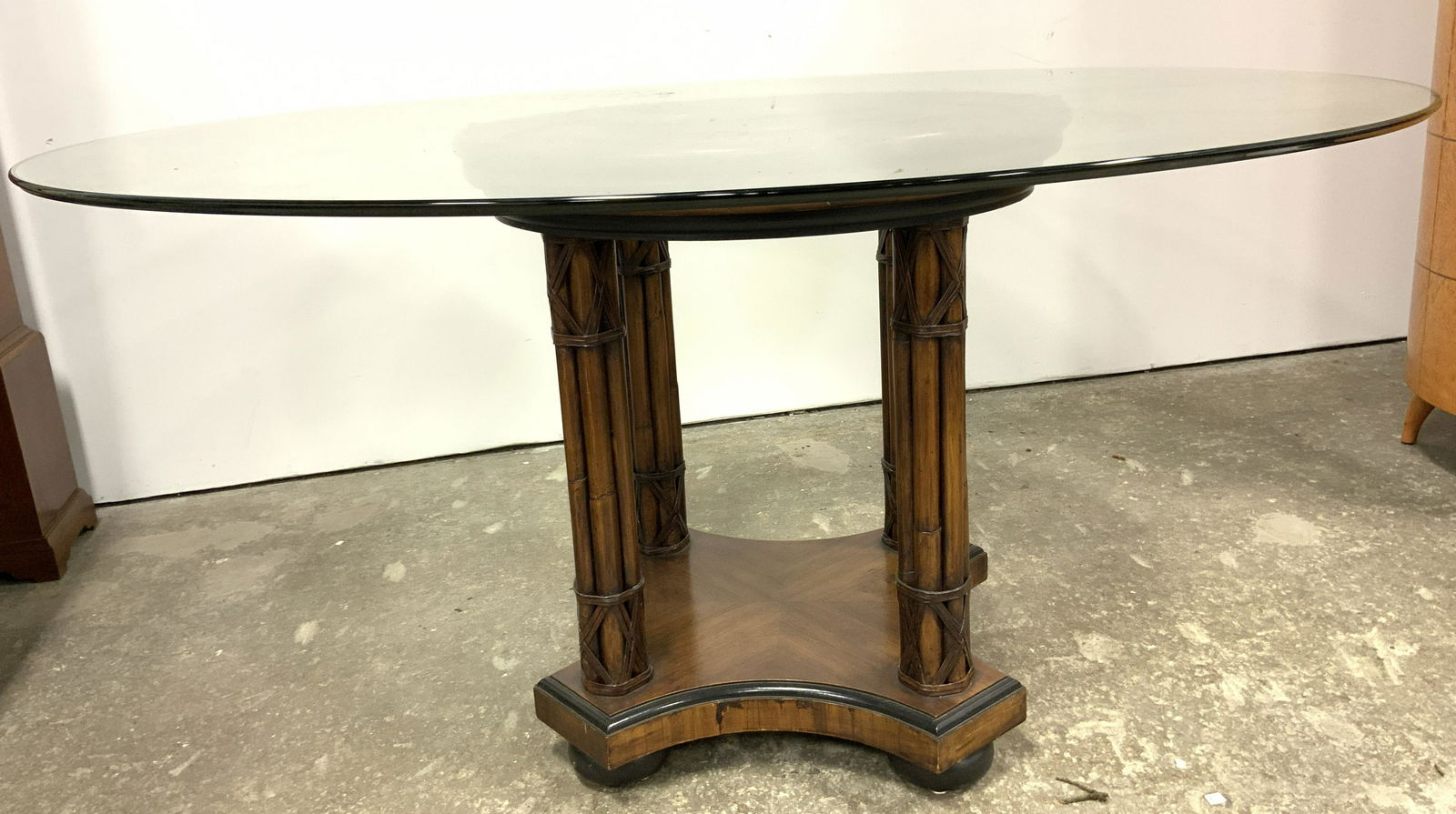 Vtg Bentwood Bun Foot Glass Top Dining Table (1 of 7)