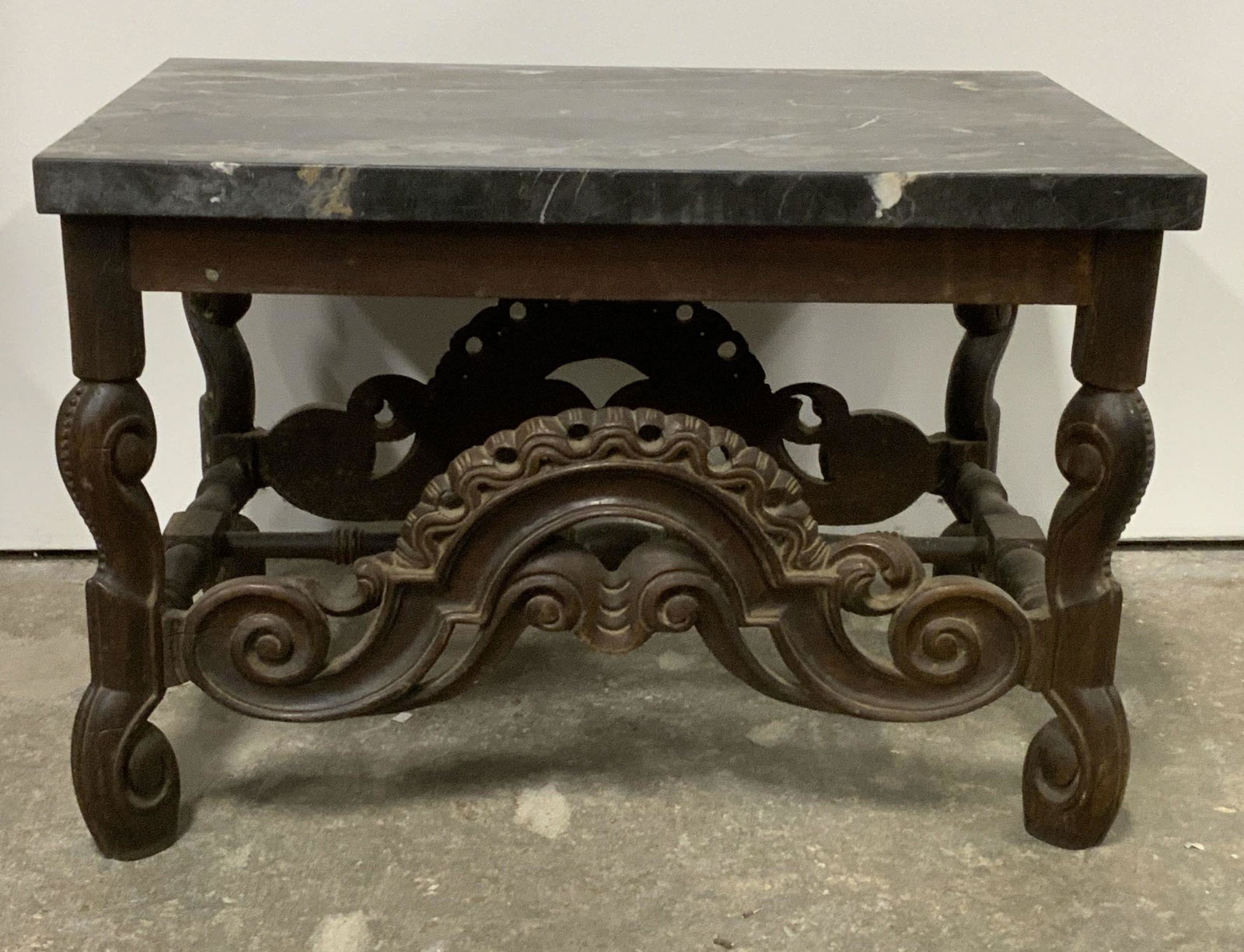 Vtg French Country Wood & Stone Accent Table (1 of 7)