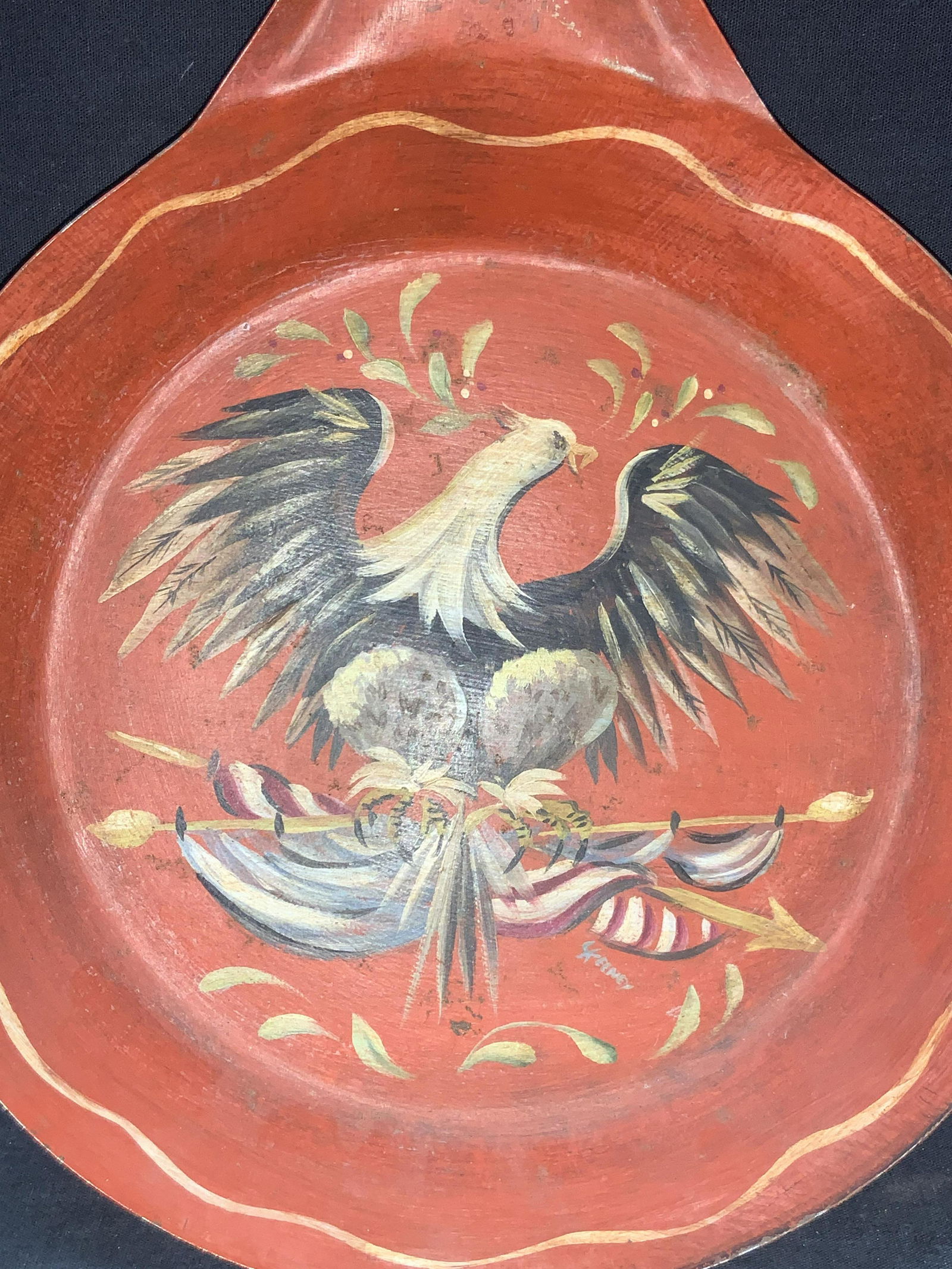 Vintage Acme Eagle Painted Toleware Skillet (1 of 9)
