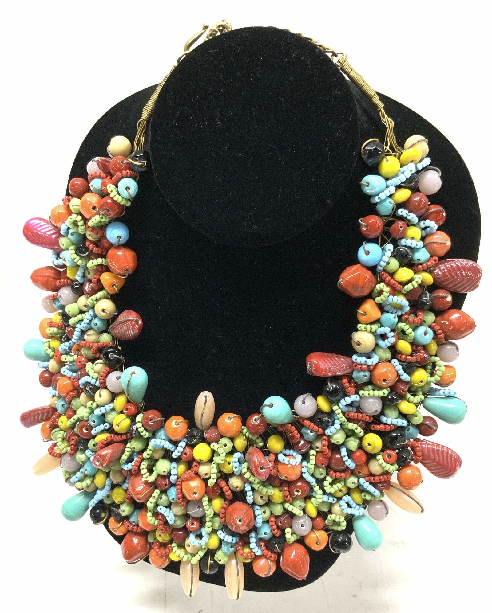 Artisanal Glass Bead Statement Bib Necklace (1 of 9)