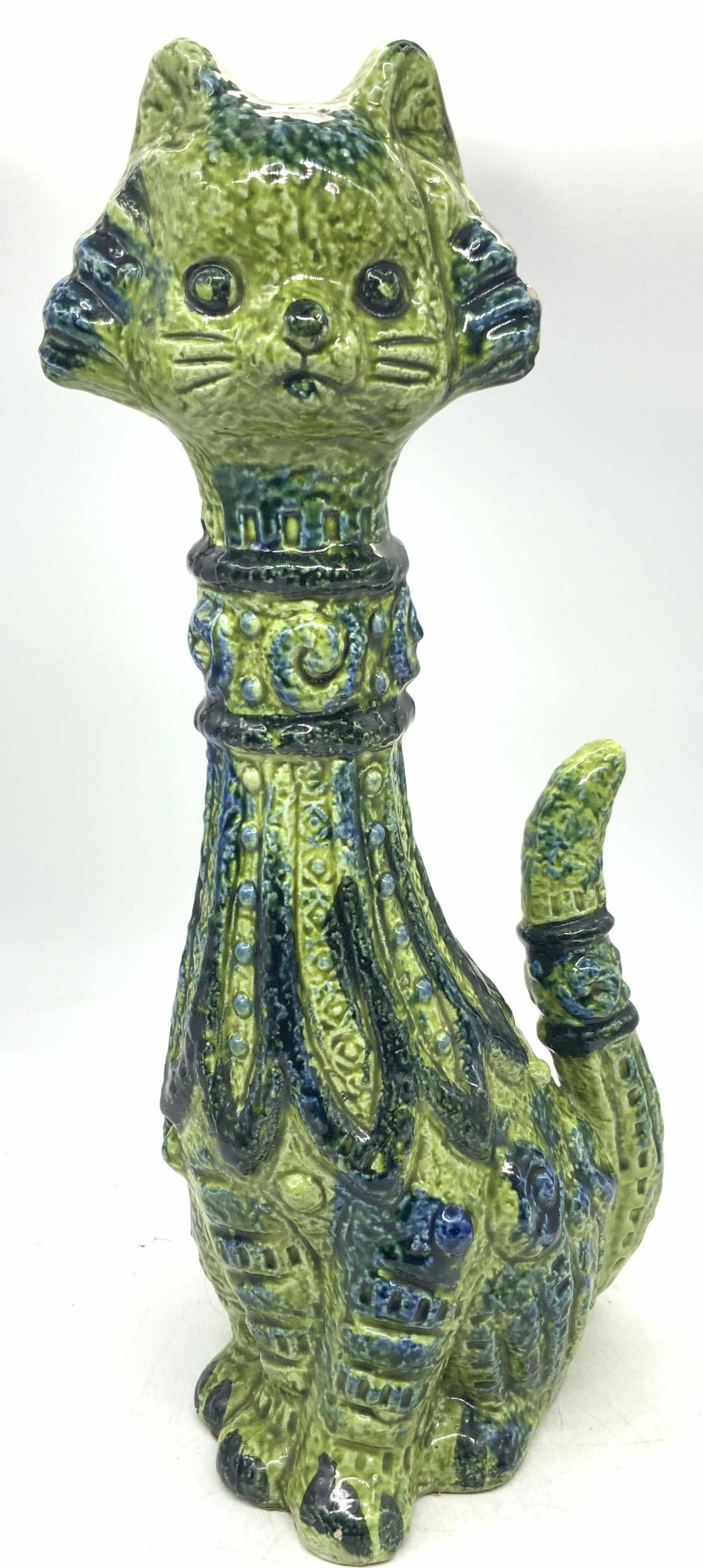 Vintage Glazed Pottery Cat Sculpture (1 of 10)