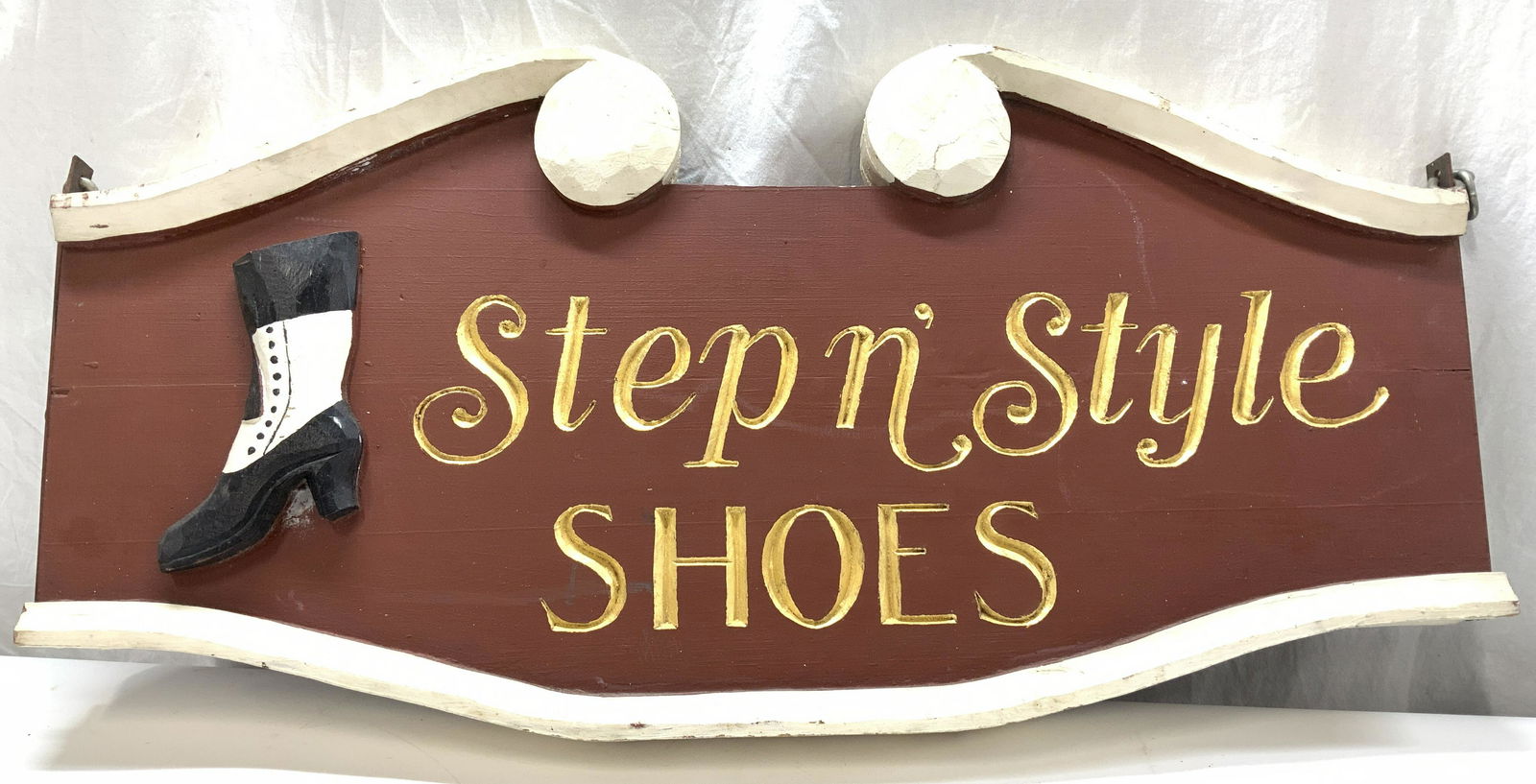 Antique Hand Carved Wood Store Shoe Sign, 36 in. L (1 of 7)