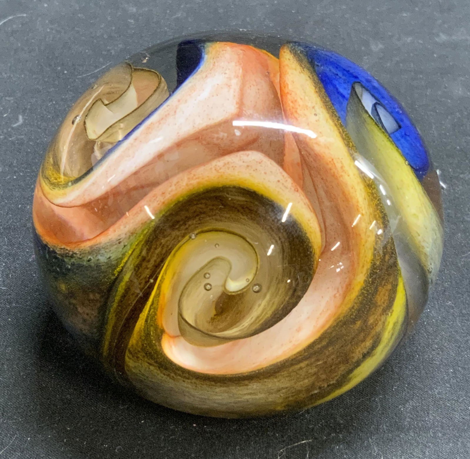 Signed Vintage Swirled Art Glass Paperweight (1 of 6)