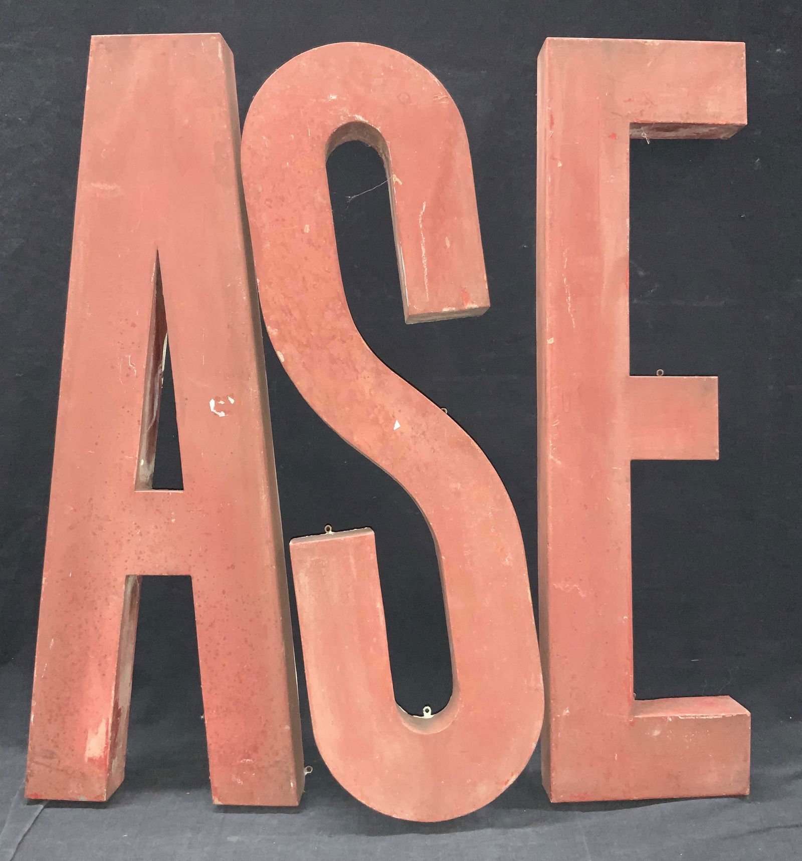 Antique Red Painted Aluminum Letters, A,S,E (1 of 10)
