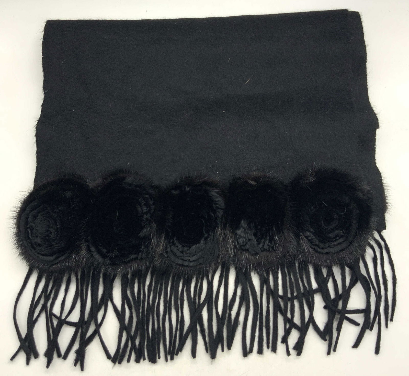 FENDI Cashmere & Mink Fur Fringe Scarf (1 of 9)