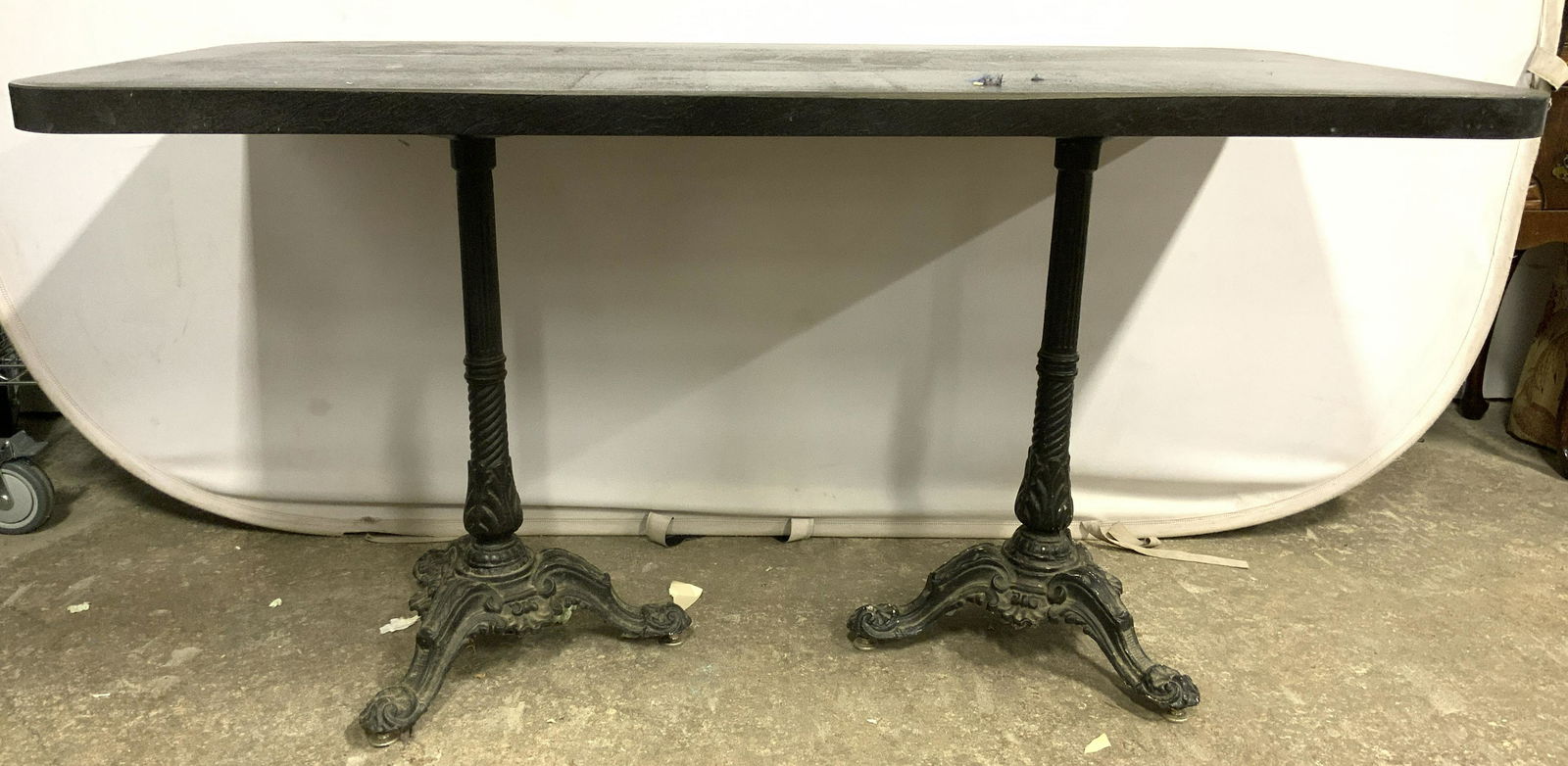 Vintage Double Iron Pedestal Table Black (1 of 7)