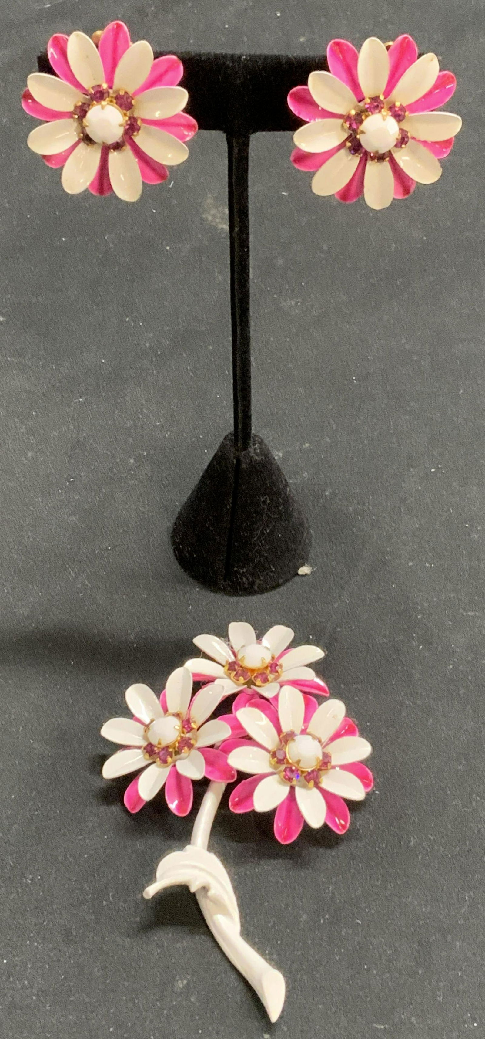 3 Piece Crystal Floral Earring & Brooch Set (1 of 8)