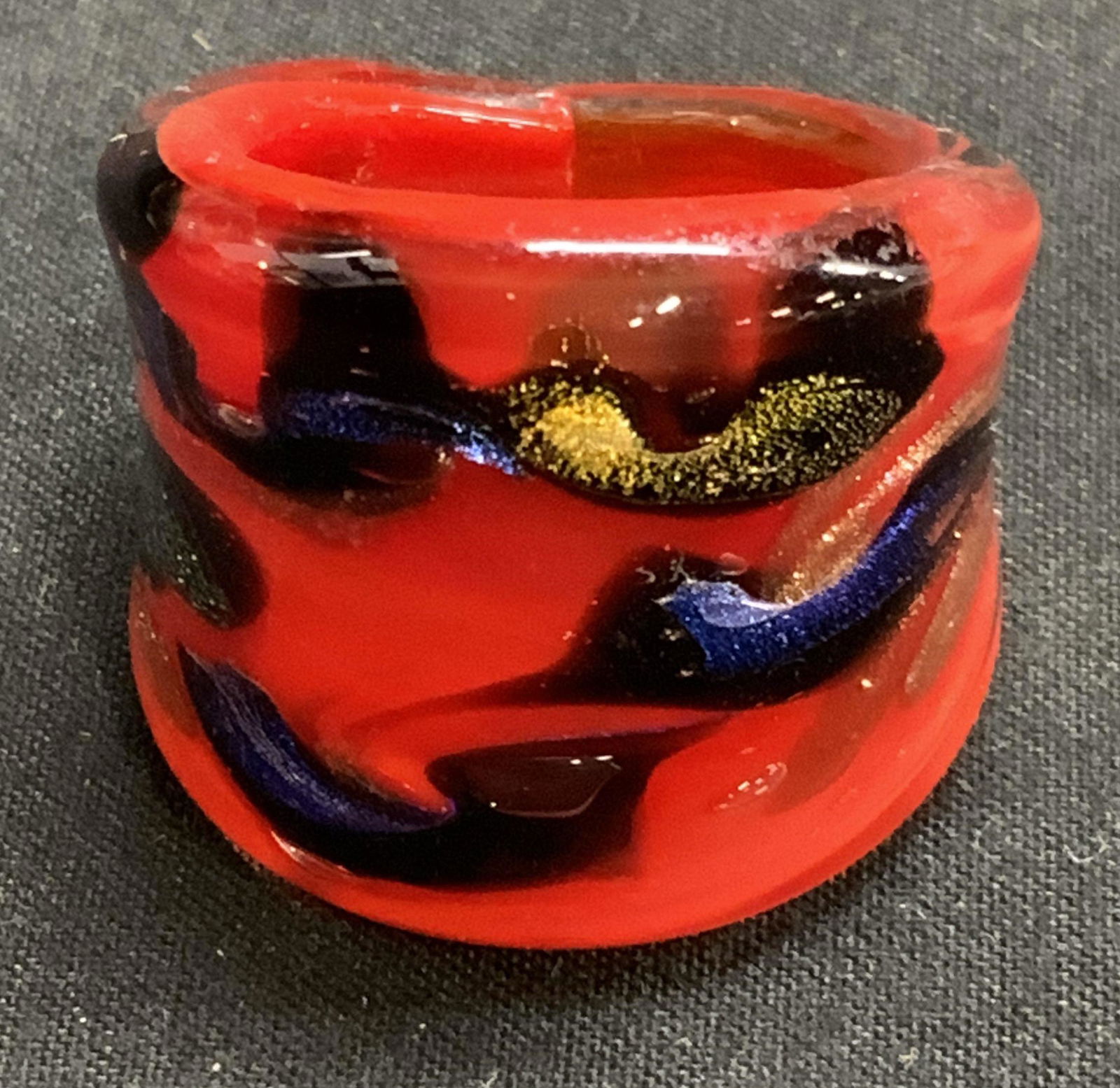 Red Art Glass Cocktail Statement Ring (1 of 7)