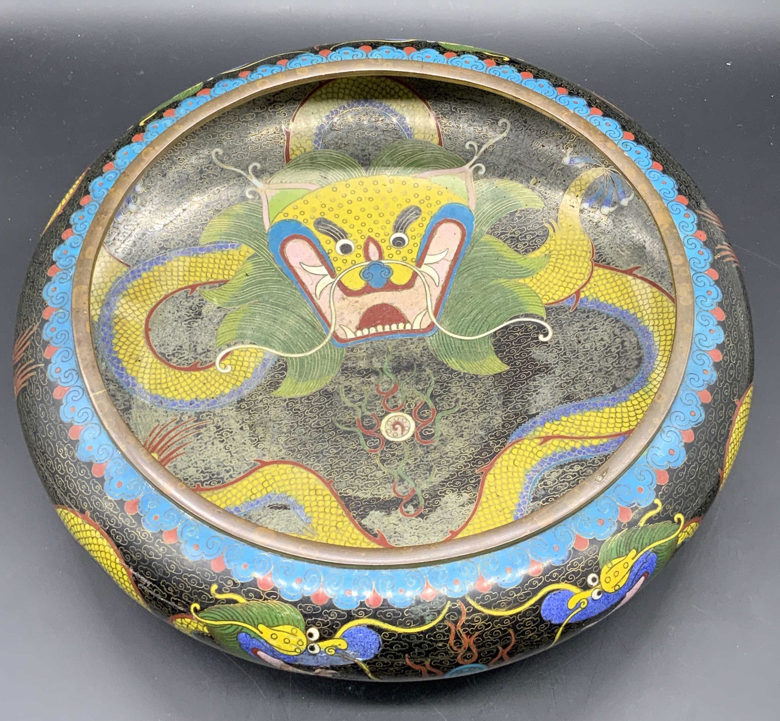 Signed Vintage Asian Cloisonne Dragon Bowl (1 of 17)