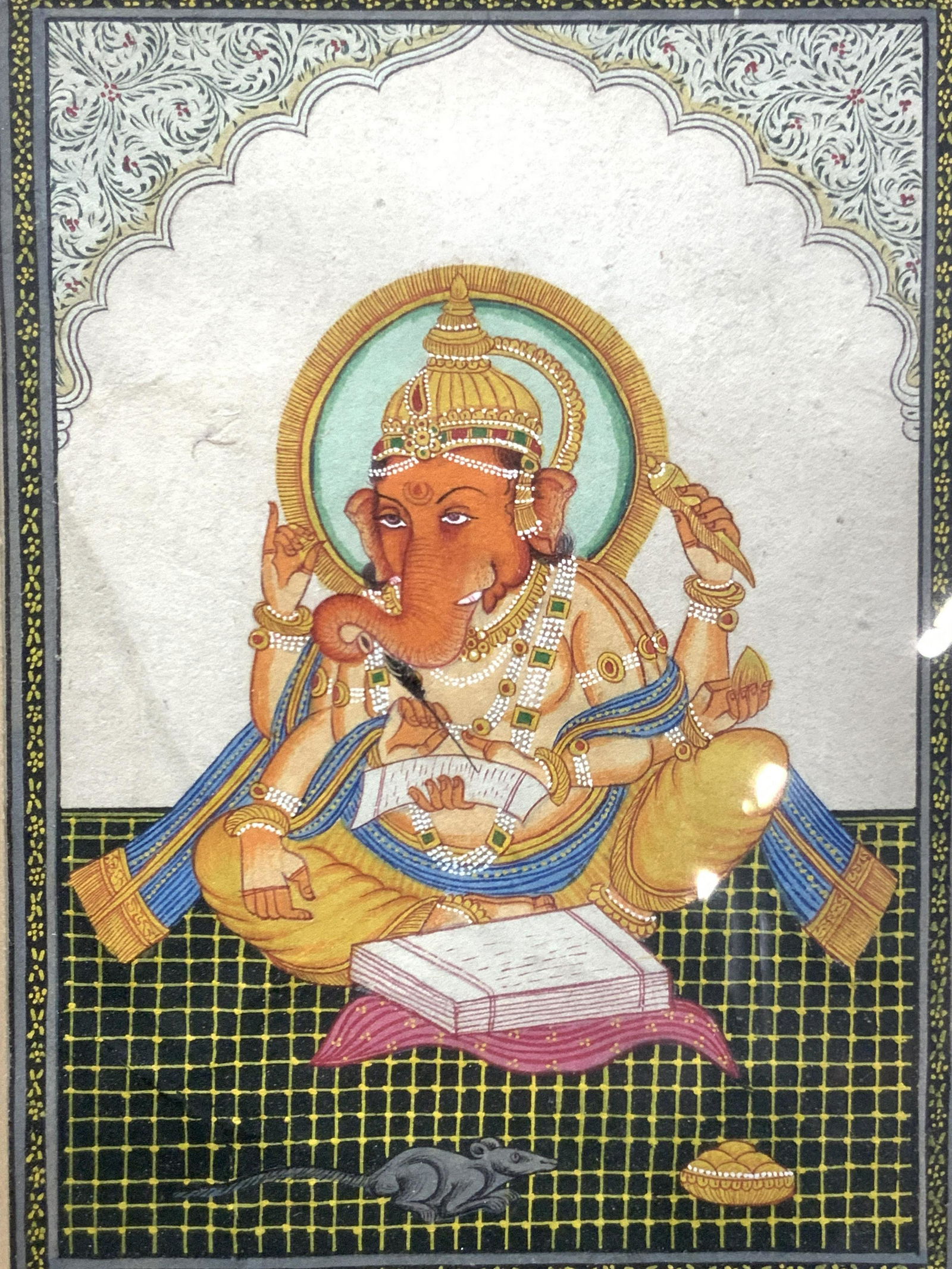 Enthroned Ganesha Watercolor Painting (1 of 11)