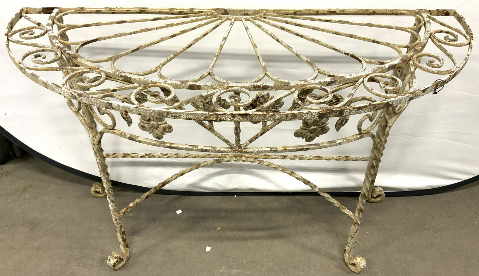 Antique Outdoor Iron Demilune Table (1 of 9)