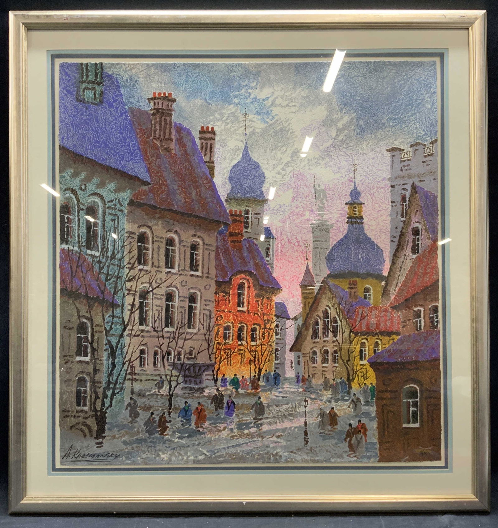 ANATOLE KRASNYANSKY Winter Cityscape Serigraph (1 of 7)