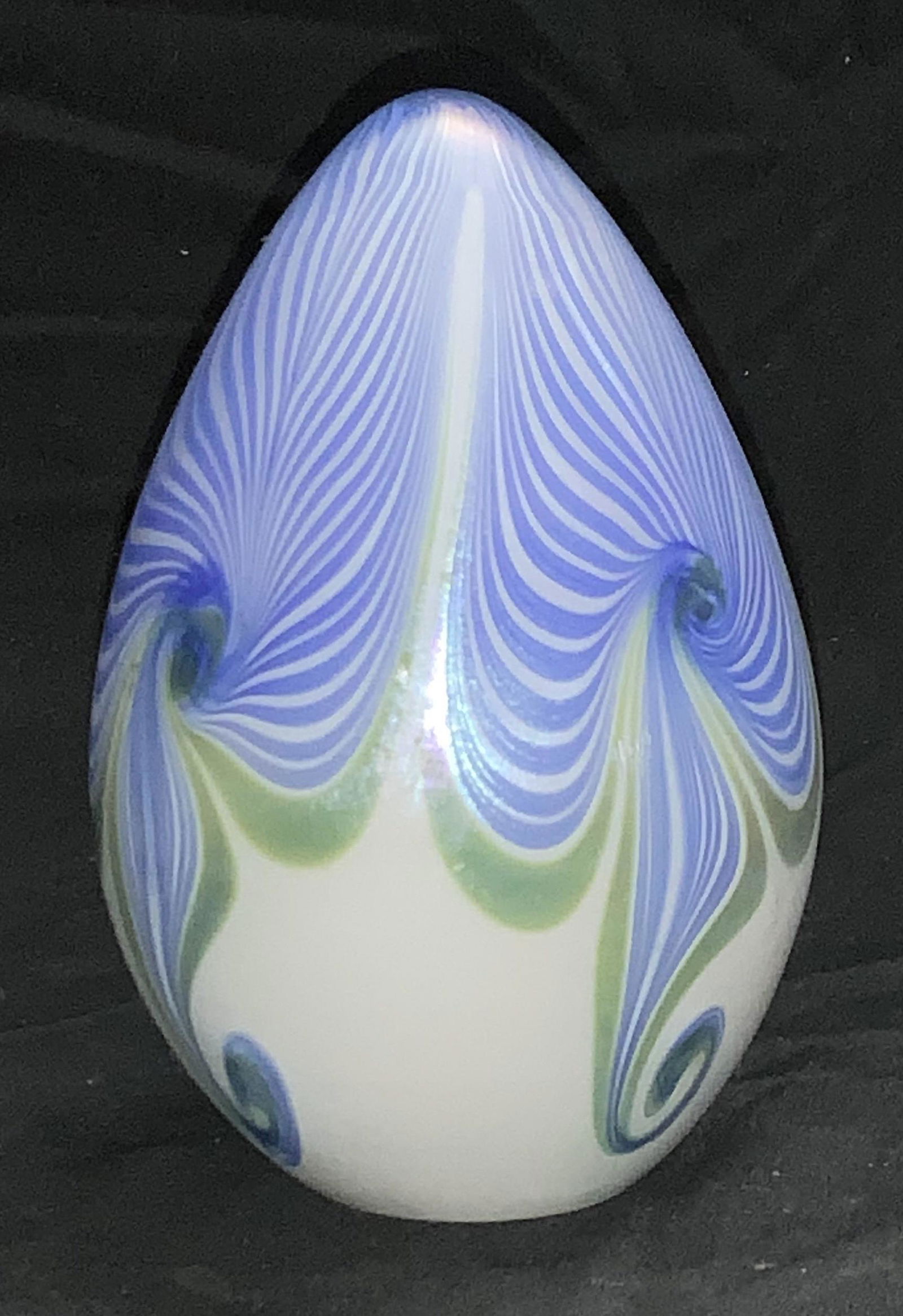 Feathered Iridescent Glass Egg Paperweight (1 of 6)