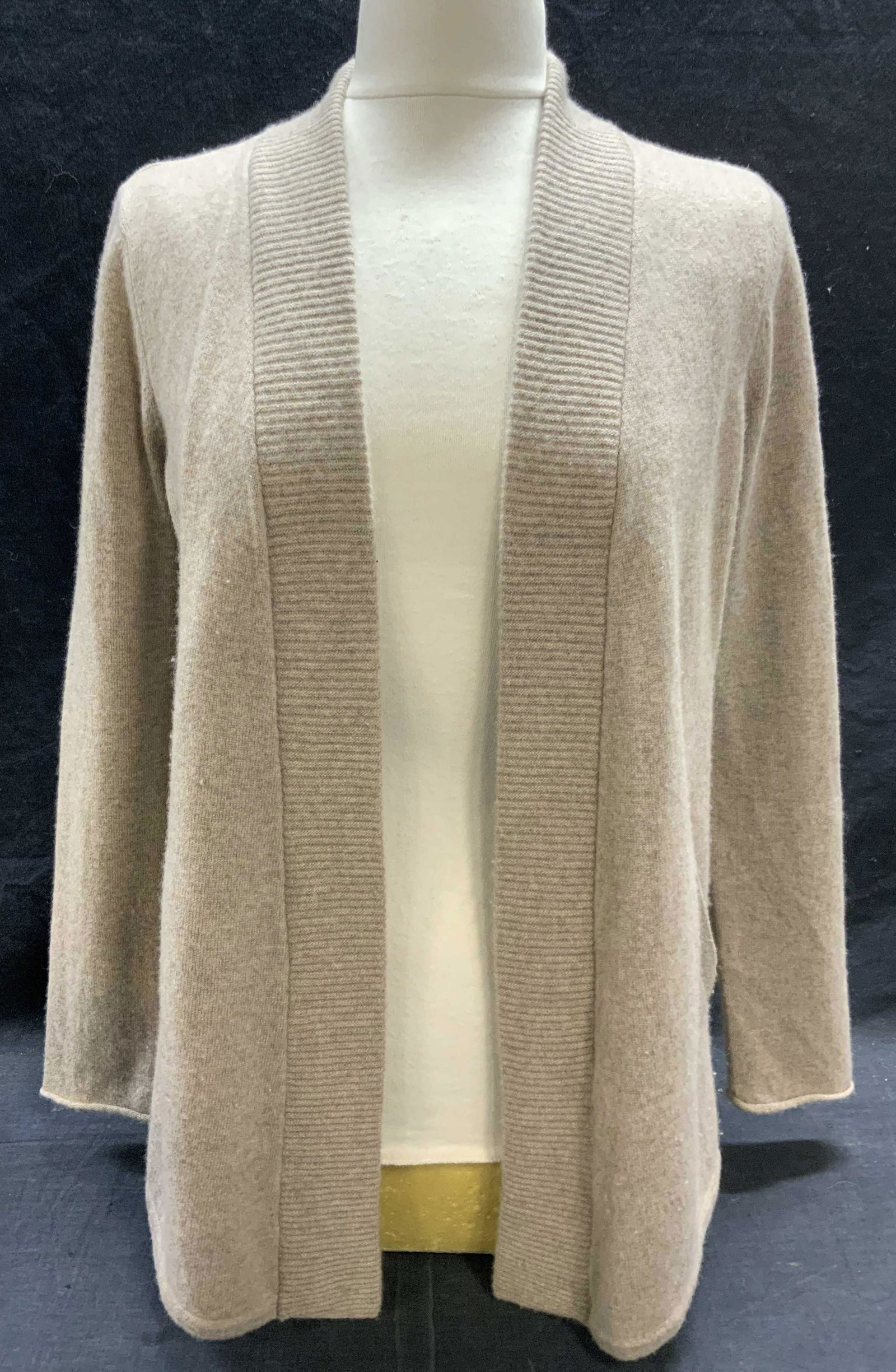 AQUA Beige Cashmere Open Cardigan (1 of 6)
