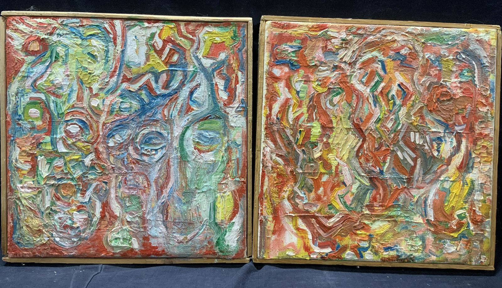 Pair JAMES Signed Abstract Acrylic Paintings (1 of 11)