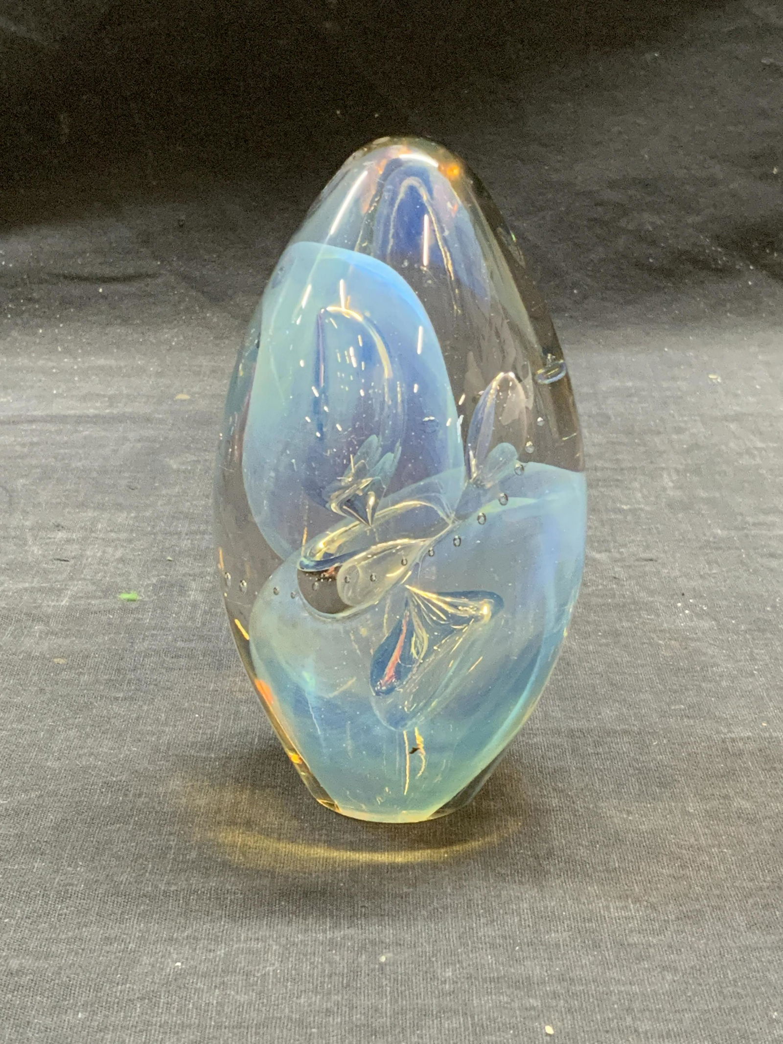 Signed Vintage Iridescent Art Glass Paperweight (1 of 6)