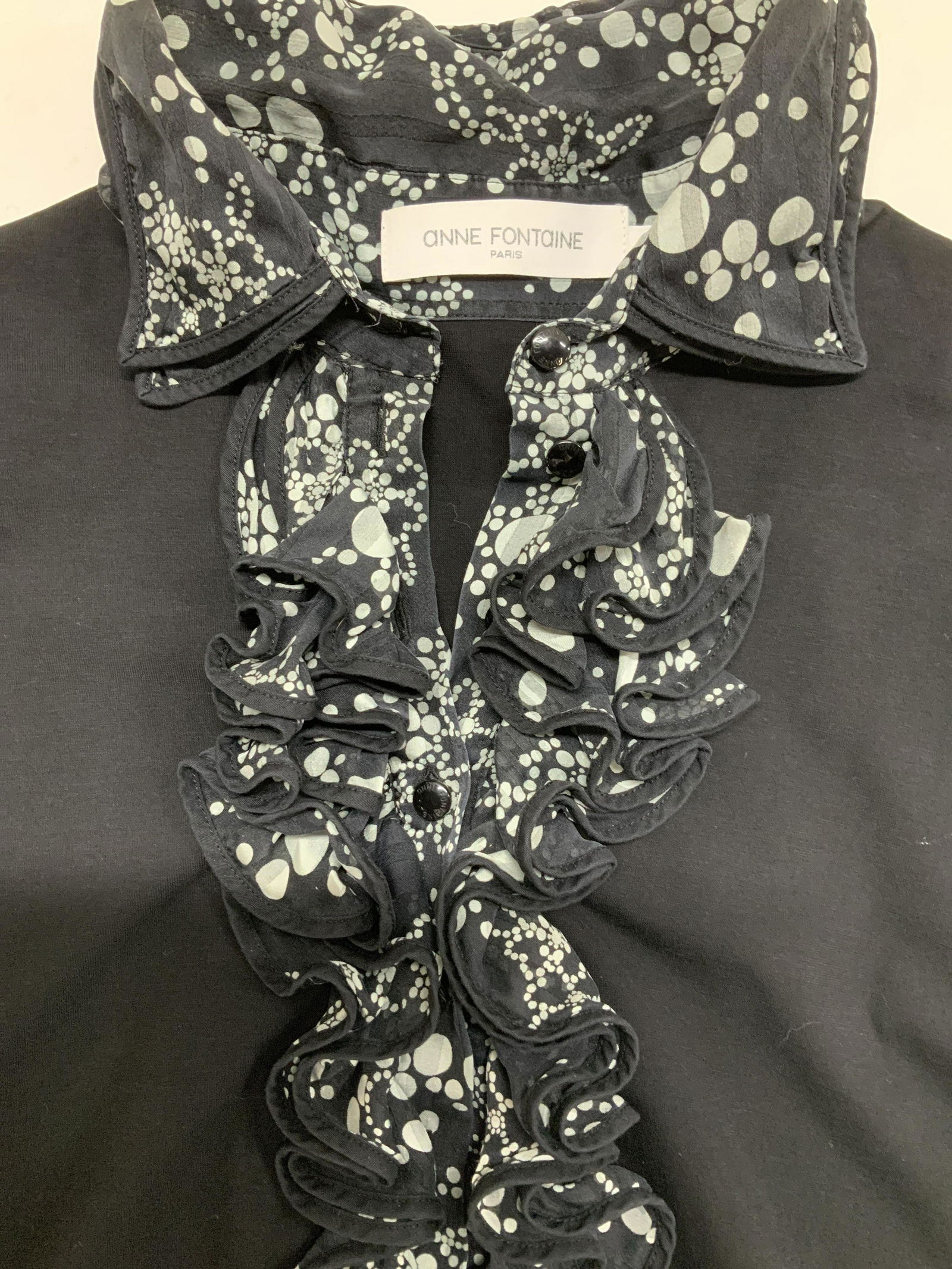 Anne Fontaine Ruffled Buttoned Collar Shirt FRANCE (1 of 6)