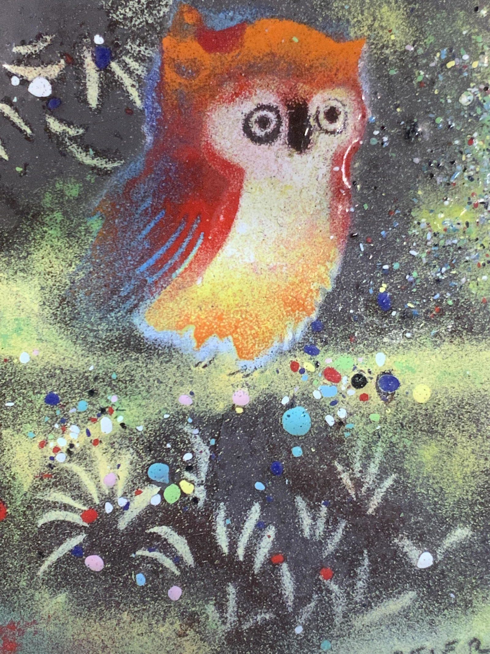 Cartier Signed Enamel Owl On Copper Plate (1 of 9)
