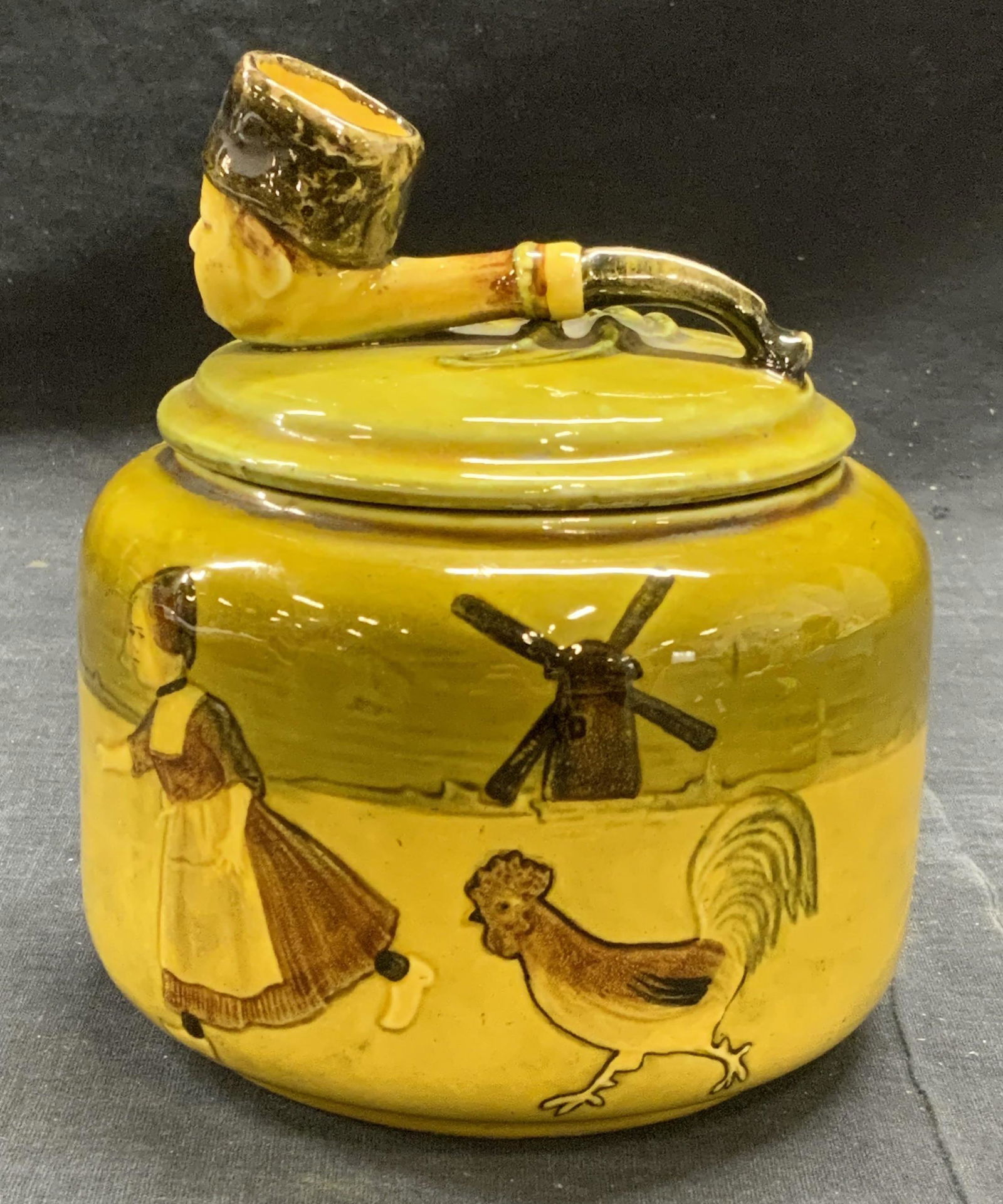 Vintage JDR Ceramic Lidded Vessel, Tobacciana (1 of 6)