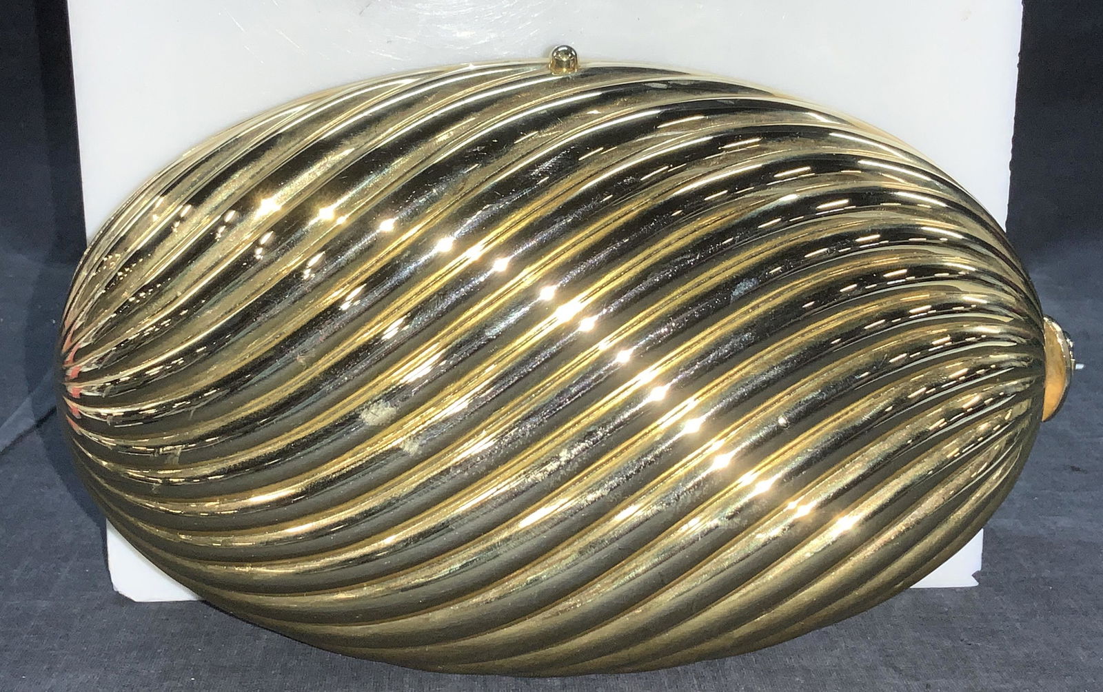 Hard Case Embossed Gold Tone Clutch, Italy (1 of 6)