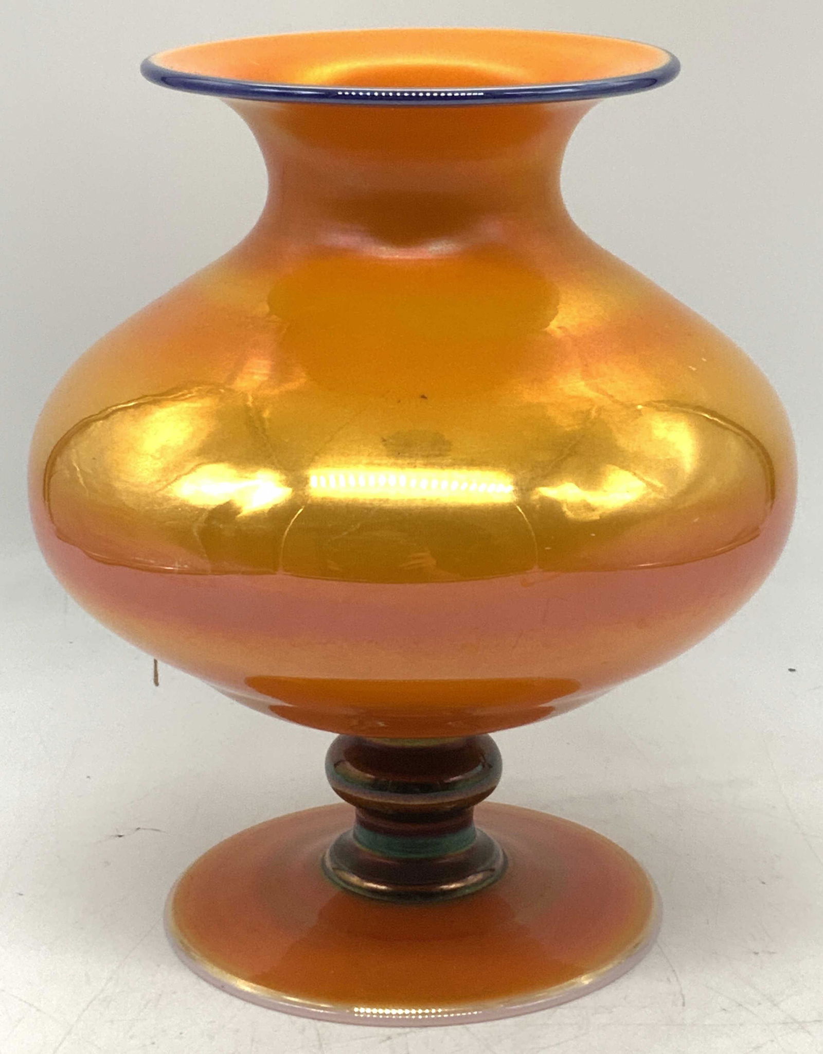 Iridescent Orange Art Glass Vase (1 of 7)