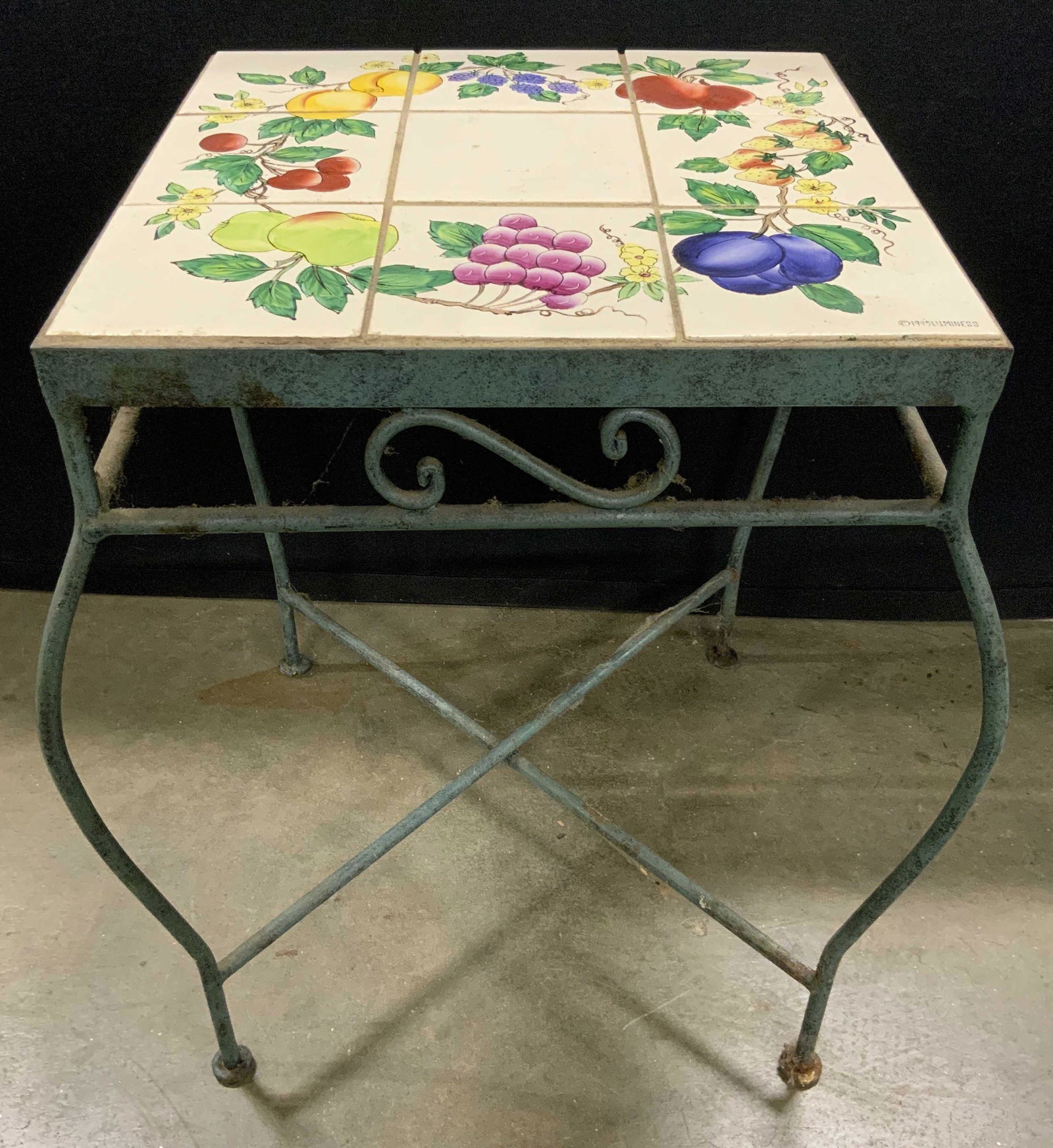 LUMINESS Hand Painted Iron Tile Mosaic Side Table (1 of 8)