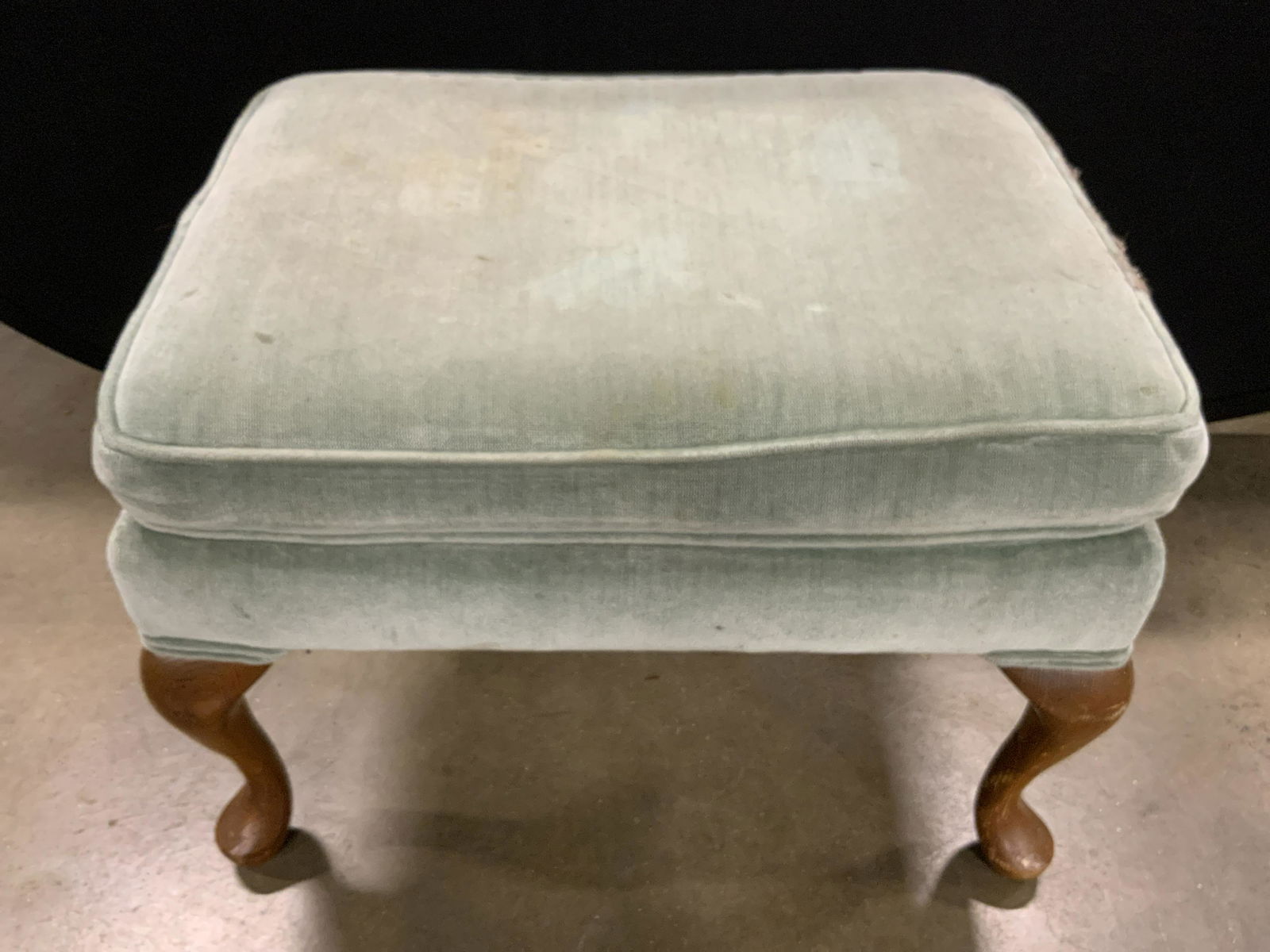 Vintage Queen Anne Style Upholstered Ottoman (1 of 9)