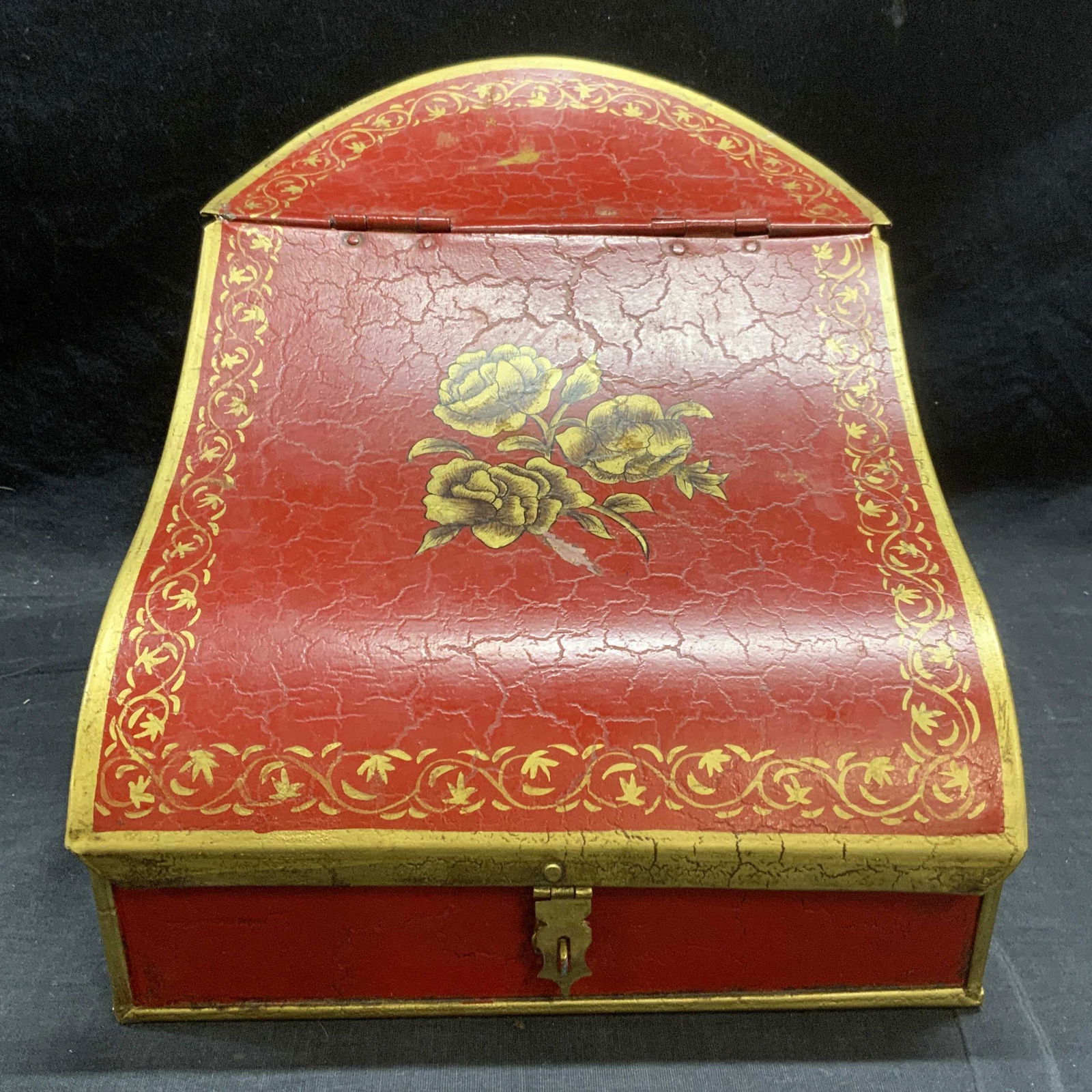 Vintage Red Gilt Floral Letter Box (1 of 6)