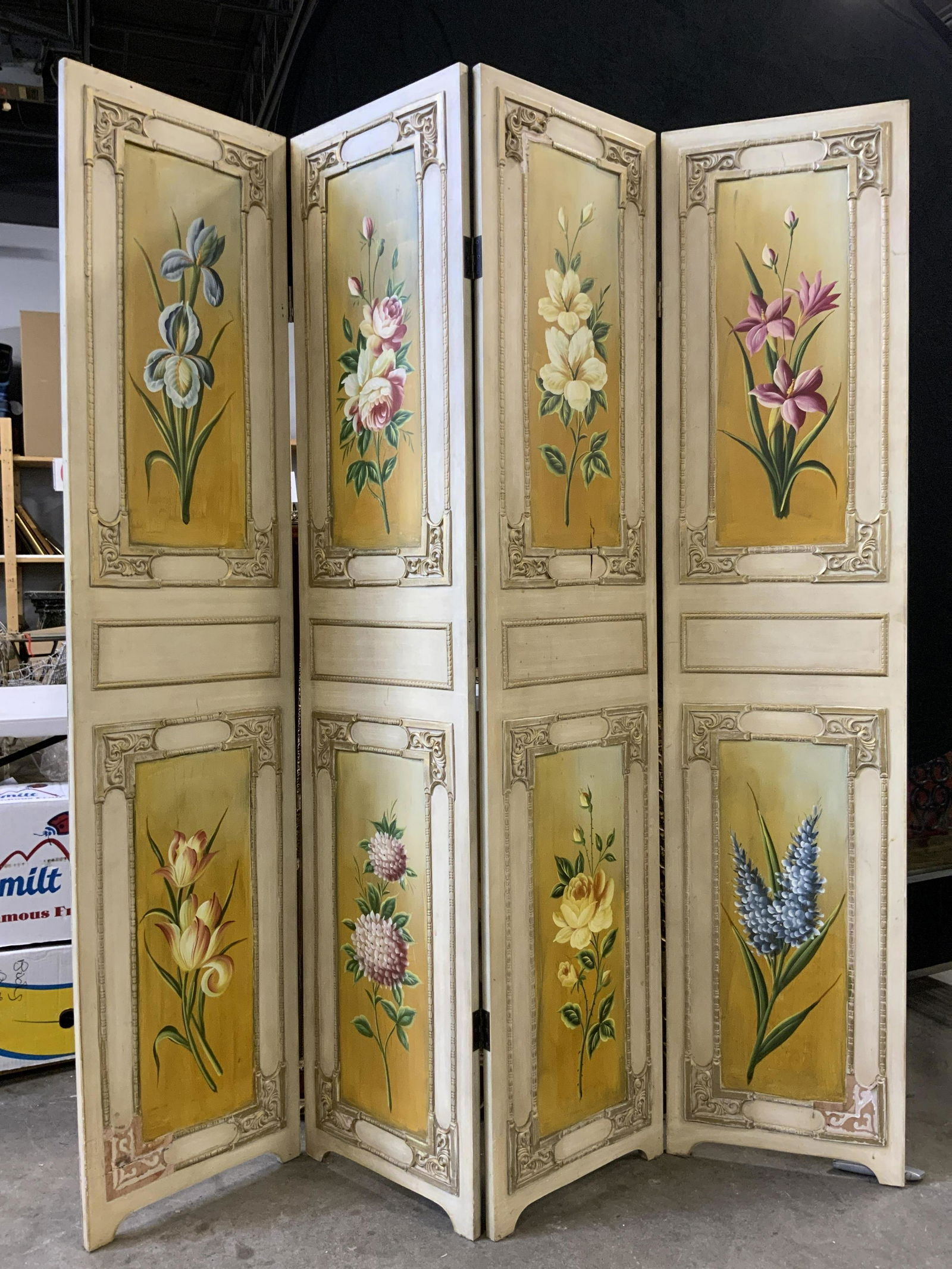 Vntg Hand Painted Tuscan Style Folding Room Divider (1 of 10)