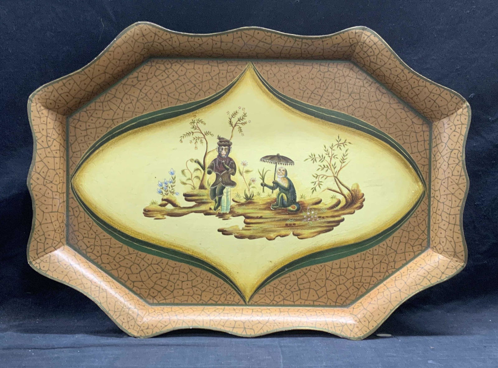 Monkey Toleware Folk Art Tray (1 of 8)
