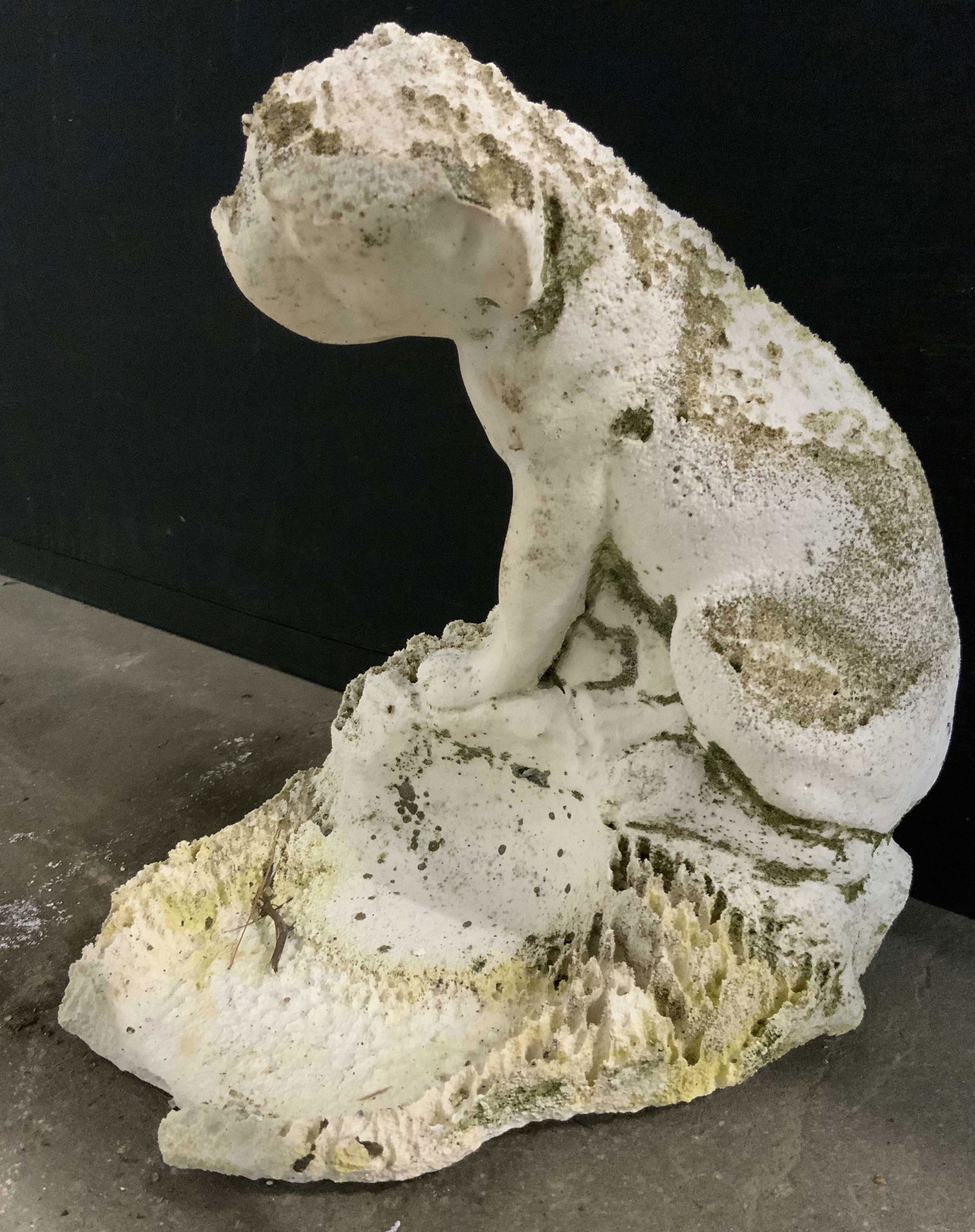 Vntg White Cement Large Feline Garden Statuary (1 of 7)