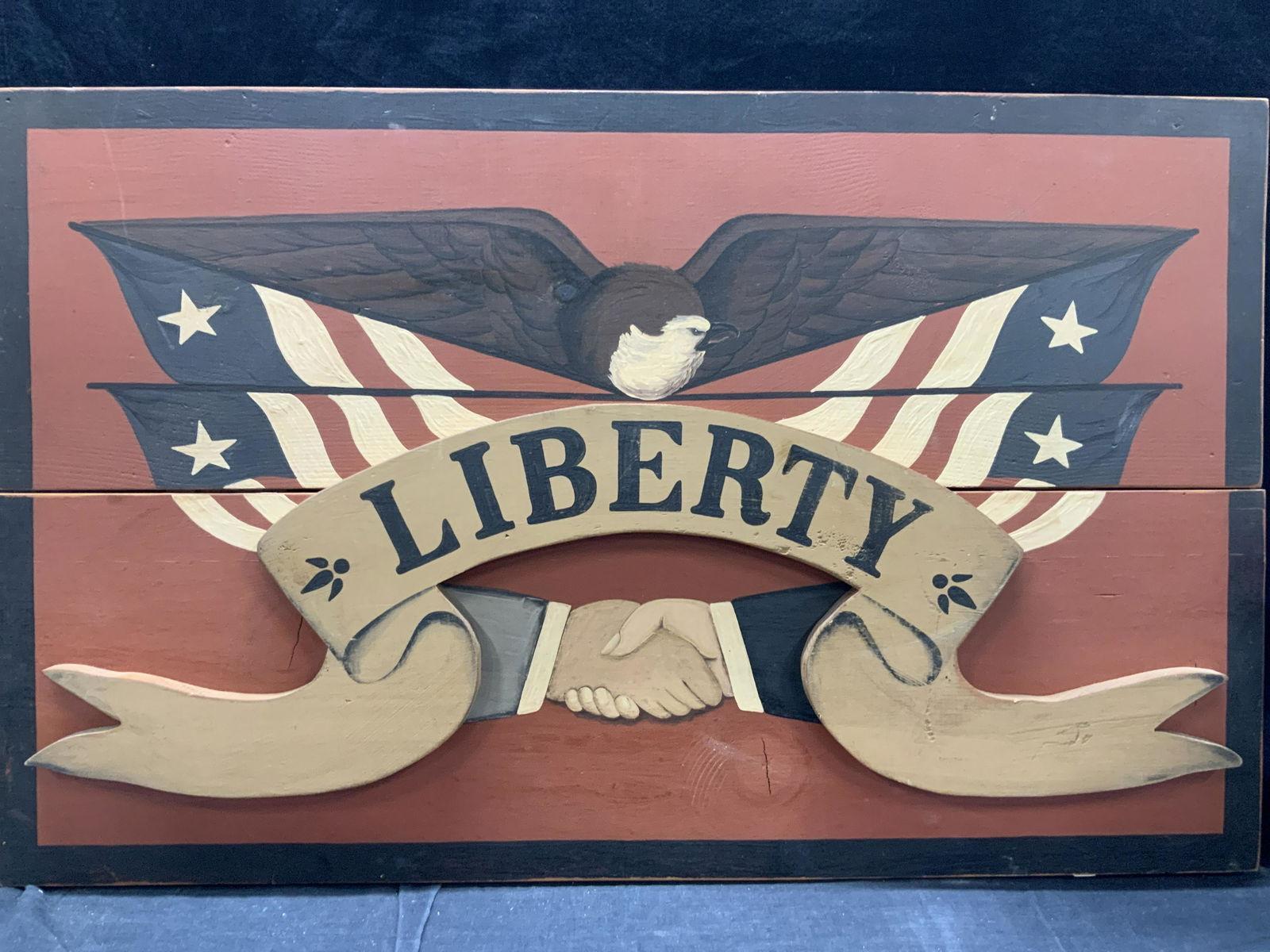 Signed Hand Painted Patriotic LIBERTY Wooden Sign (1 of 9)