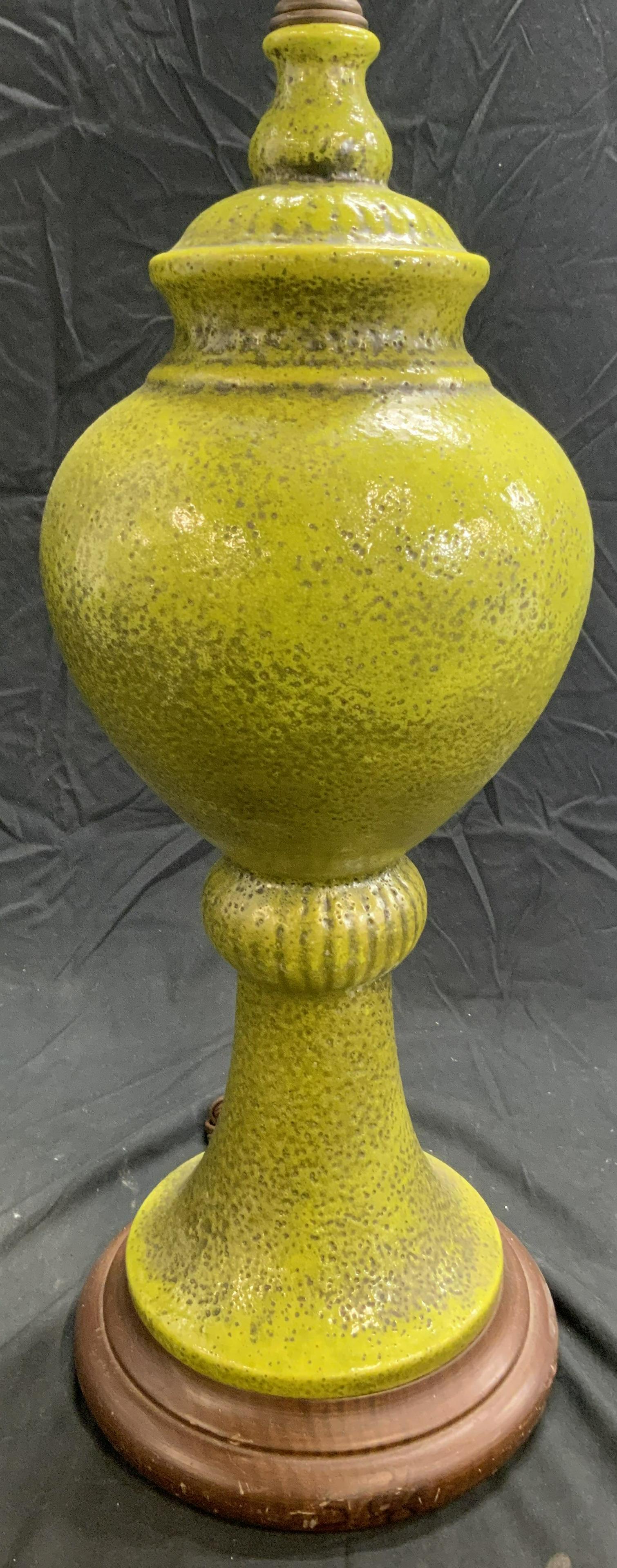 MCM Glazed Ceramic Table Lamp Green (1 of 6)