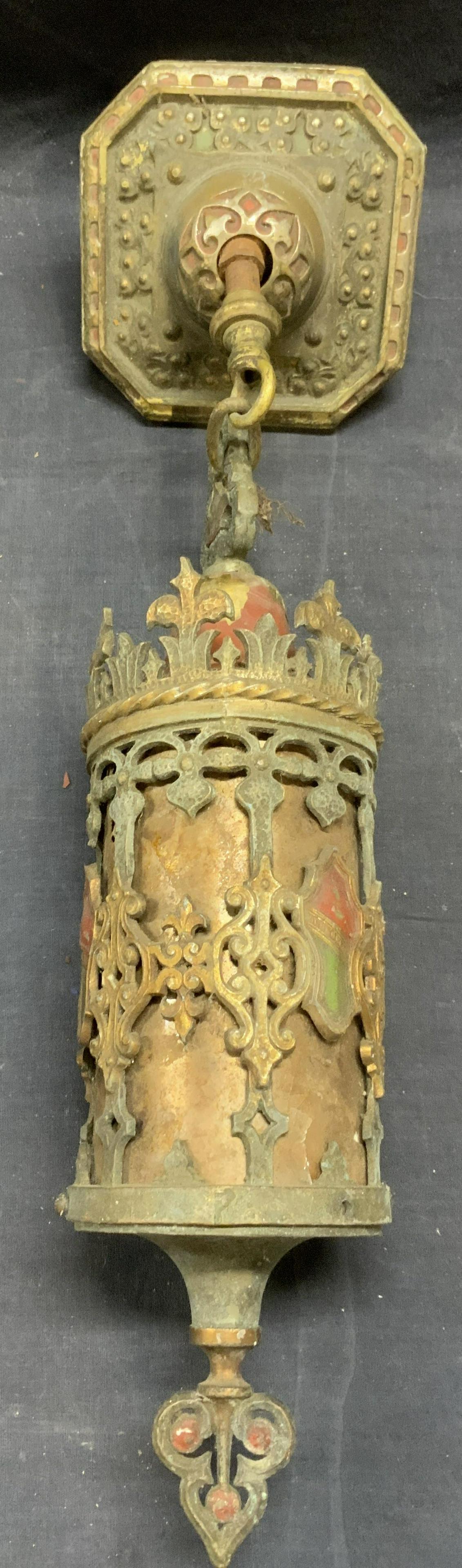 Vintage 1927 Heavy Brass Ceiling Pendant (1 of 9)