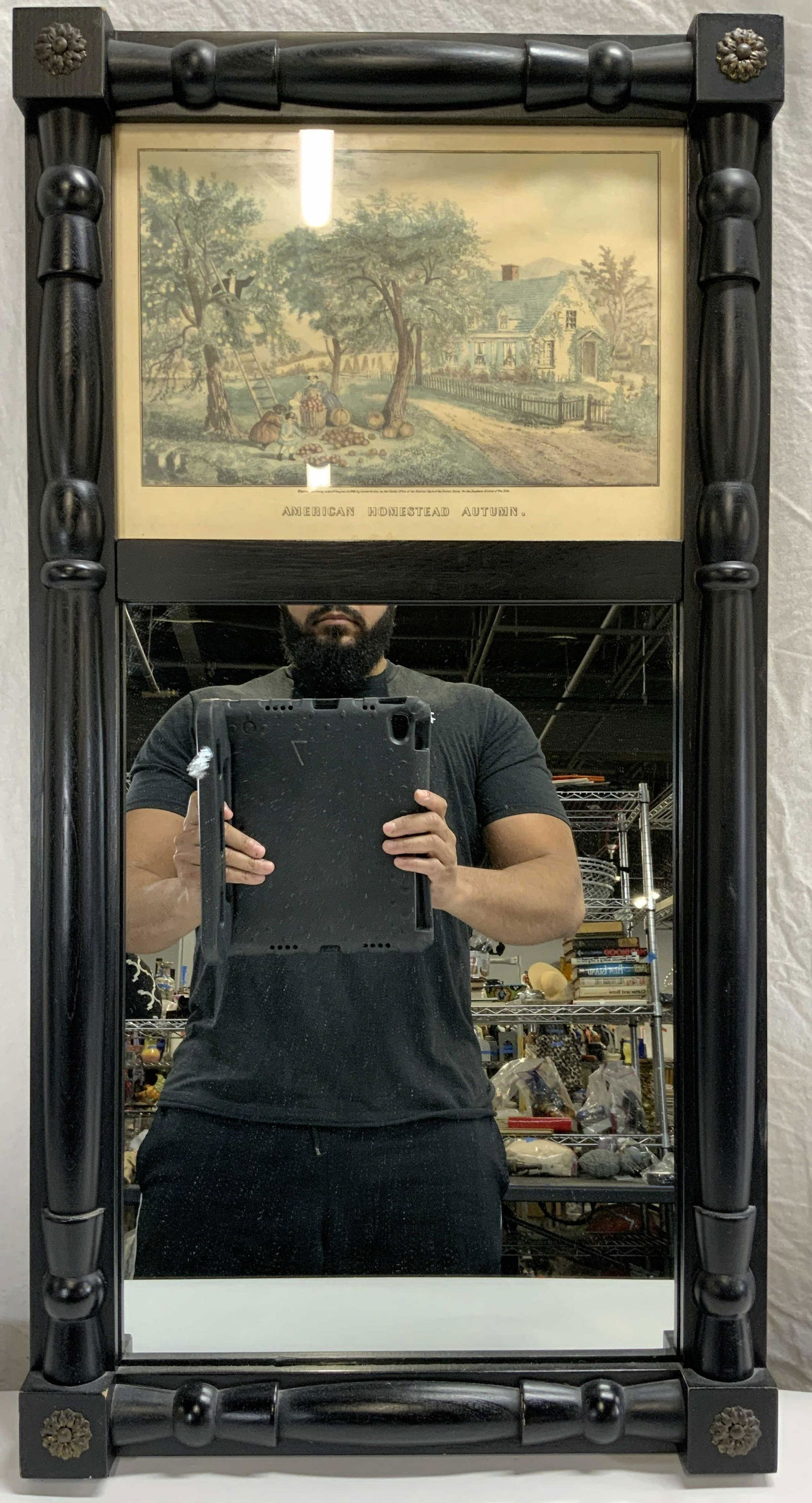 Vintage Colonial Style Wall Mirror W Etching (1 of 6)