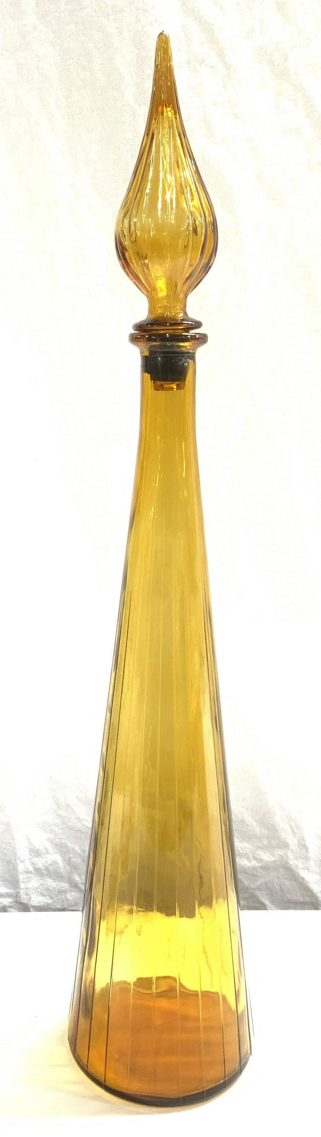 XL Hand Blown Amber Art Glass Decanter (1 of 6)