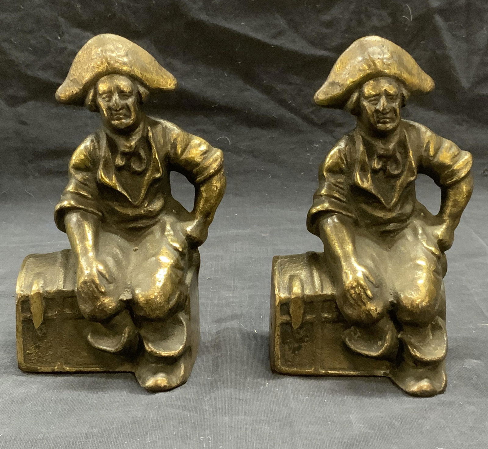 Pair Gilt Cast Iron Pirate & Chest Figurals (1 of 6)