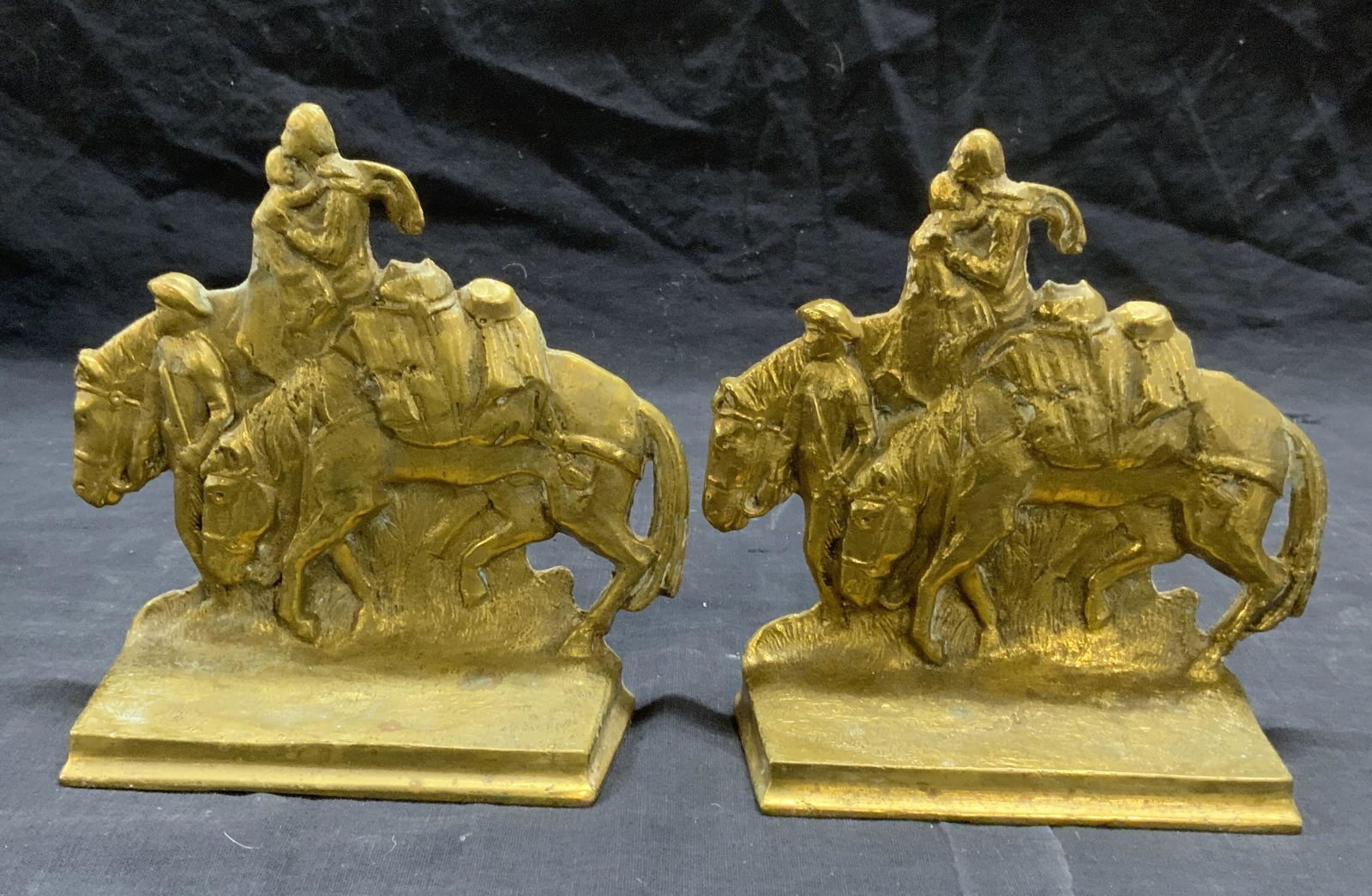 Pair Signed Solid Bronze & Brass Horse Bookends (1 of 7)