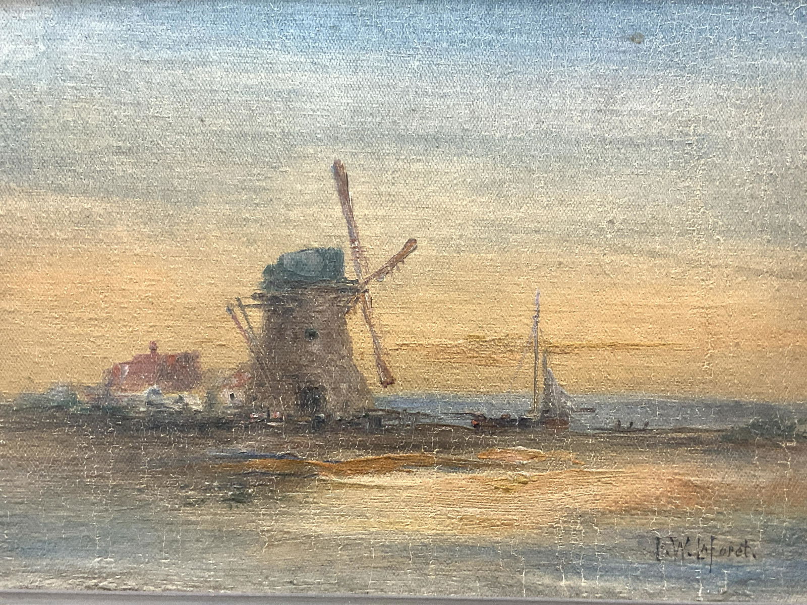 L.W.LaForet Signed Windmill Landscape Painting (1 of 7)