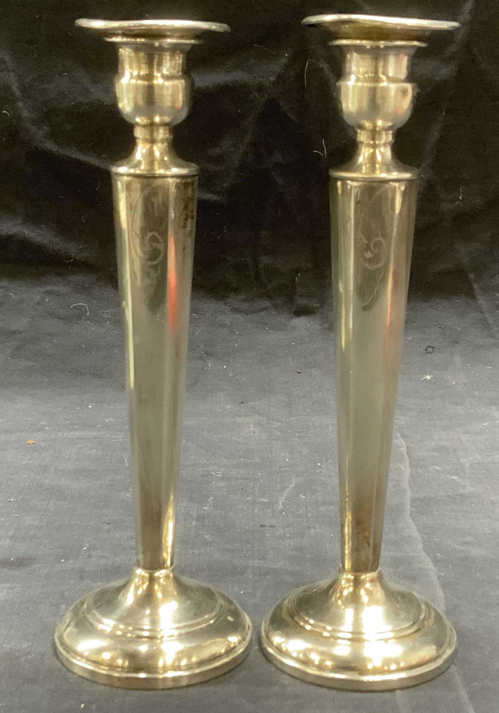 Pair Vintage STERLING SILVER Etched Candlesticks (1 of 7)