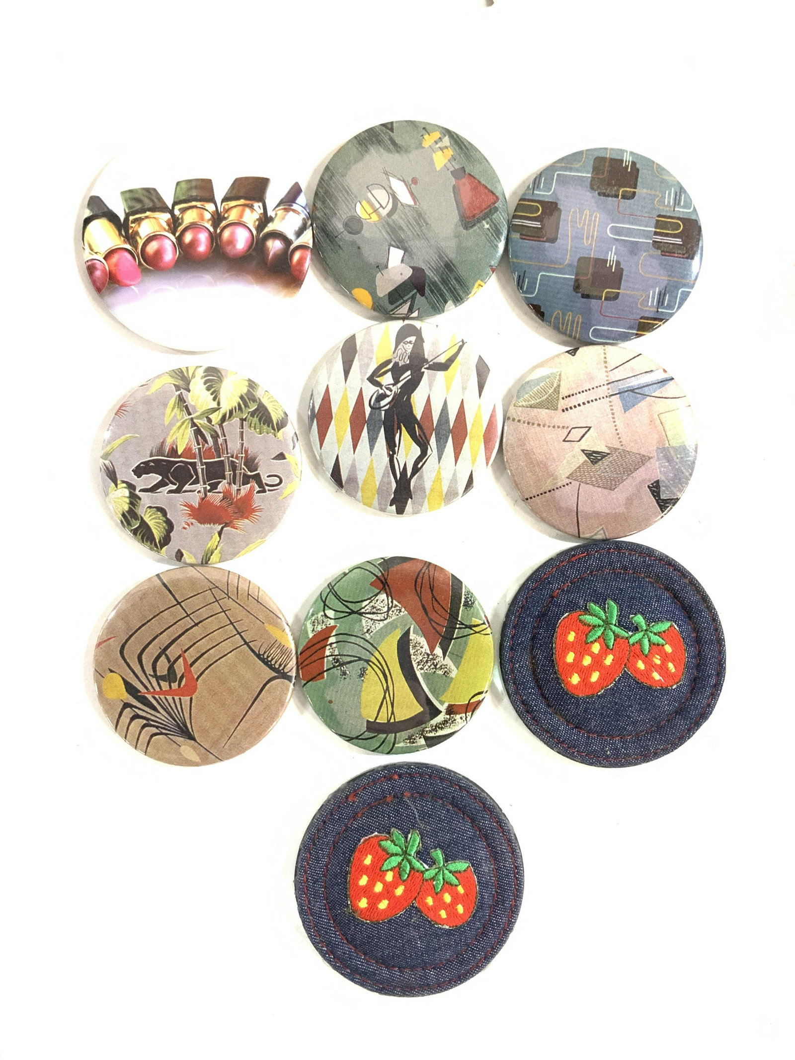 Lot 10 Abstract Pop Fashion Pocket Mirrors, New (1 of 7)