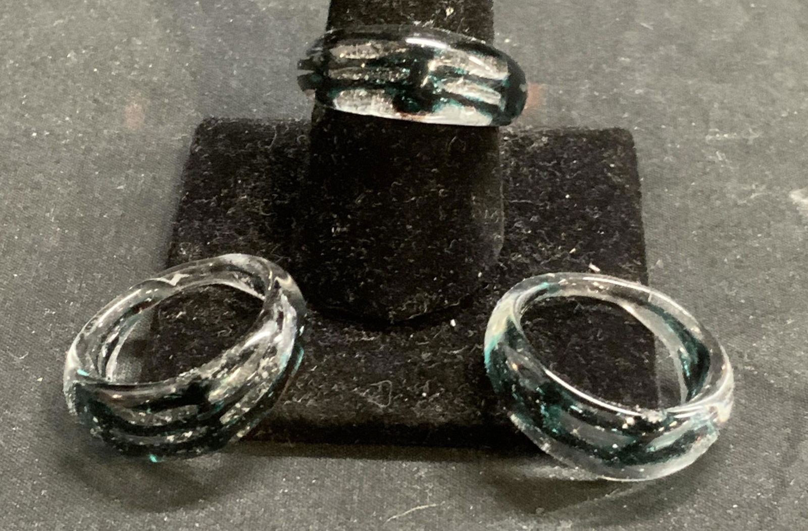 Set 3 Chunky Art Glass Rings, Jewelry (1 of 6)