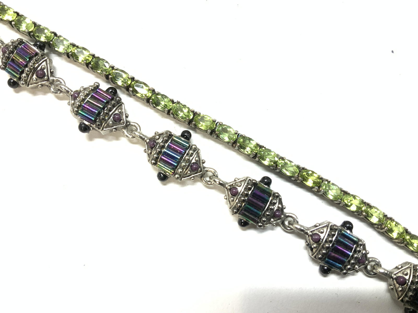 Sterling Silver & Peridot Bracelet, Rhinestone, 4 (1 of 8)