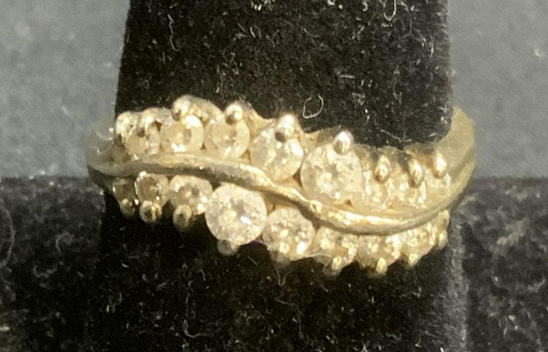 STERLING SILVER Gold Pl Crystal Ring (1 of 7)