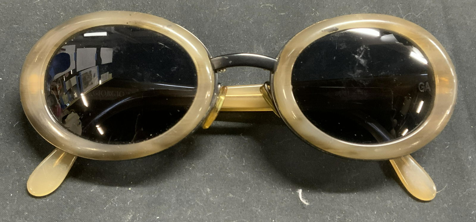 GIORGIO ARMANI Beige Oval Frame Sunglasses (1 of 7)