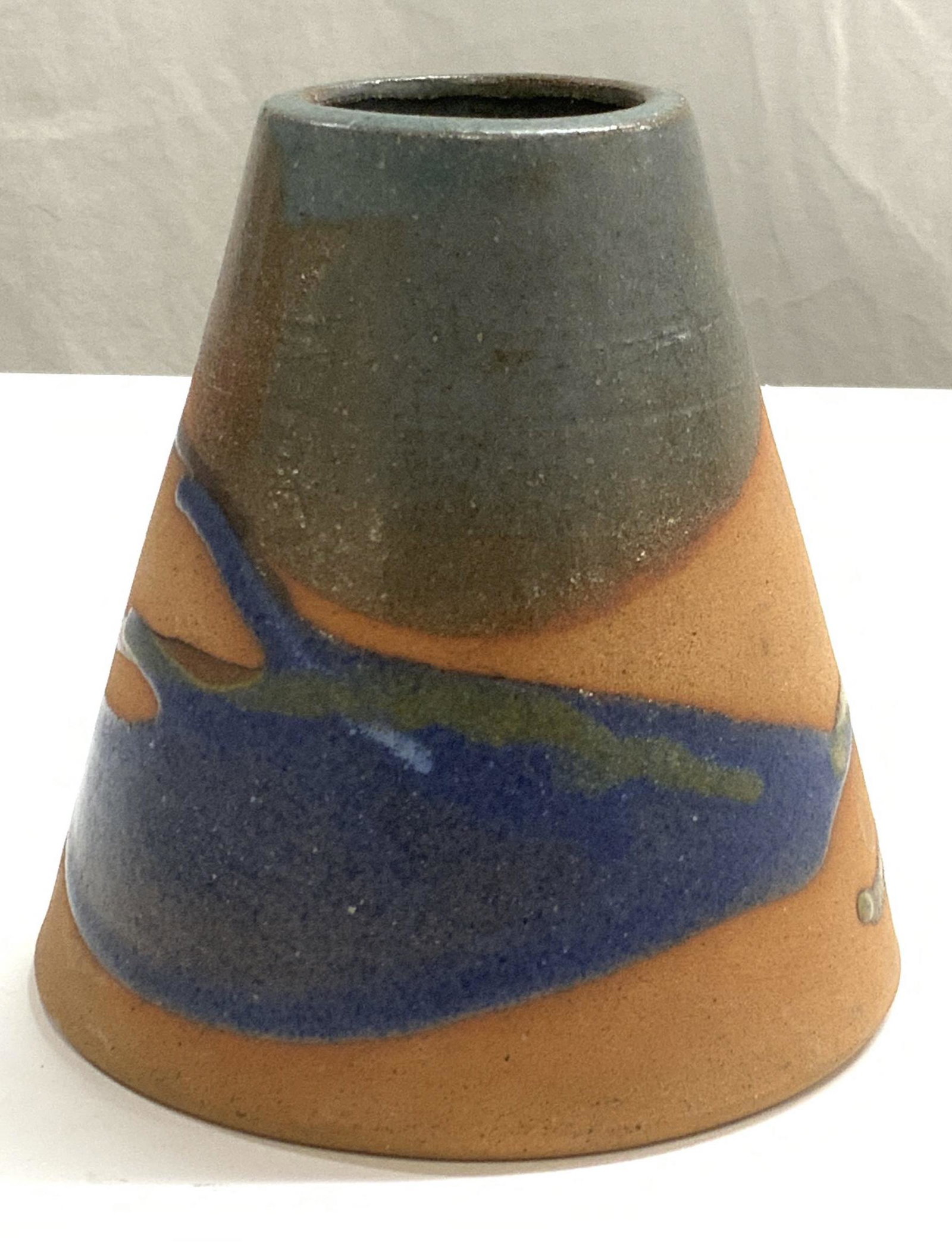 Signed Blue Glazed  Pottery Vase (1 of 7)