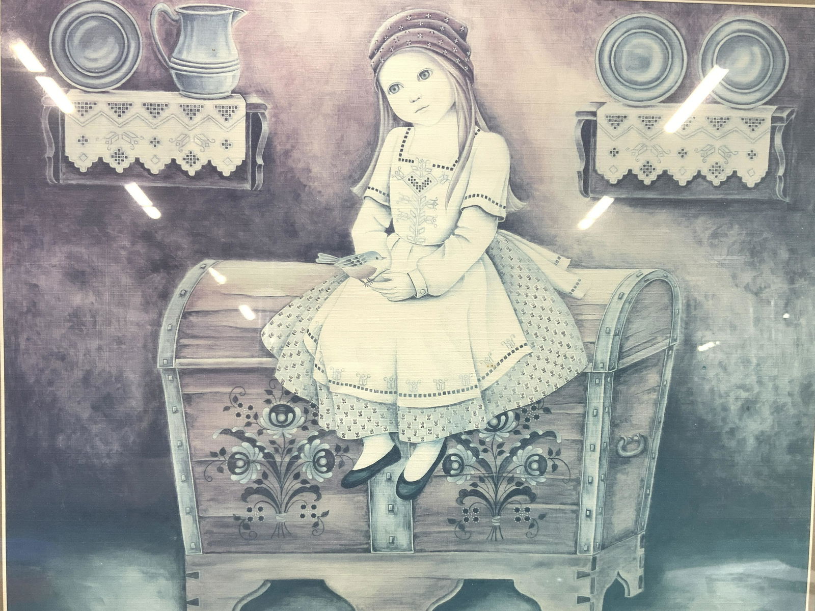 Nita Shower 1983 Girl & Bird Litho (1 of 10)