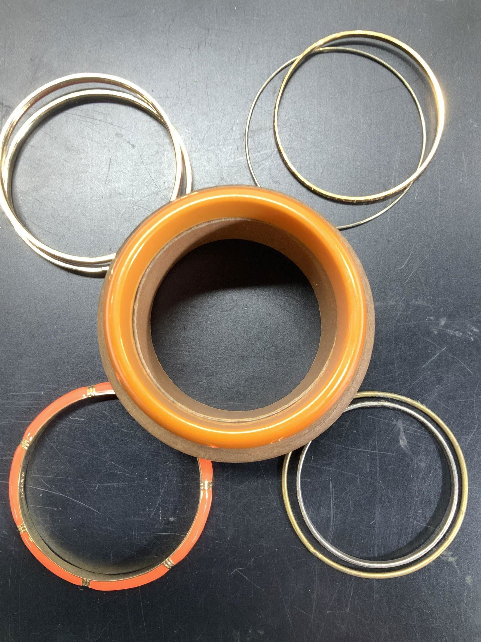 Lot 10 Chunky Wood Bangle, Stackable Bracelets (1 of 9)